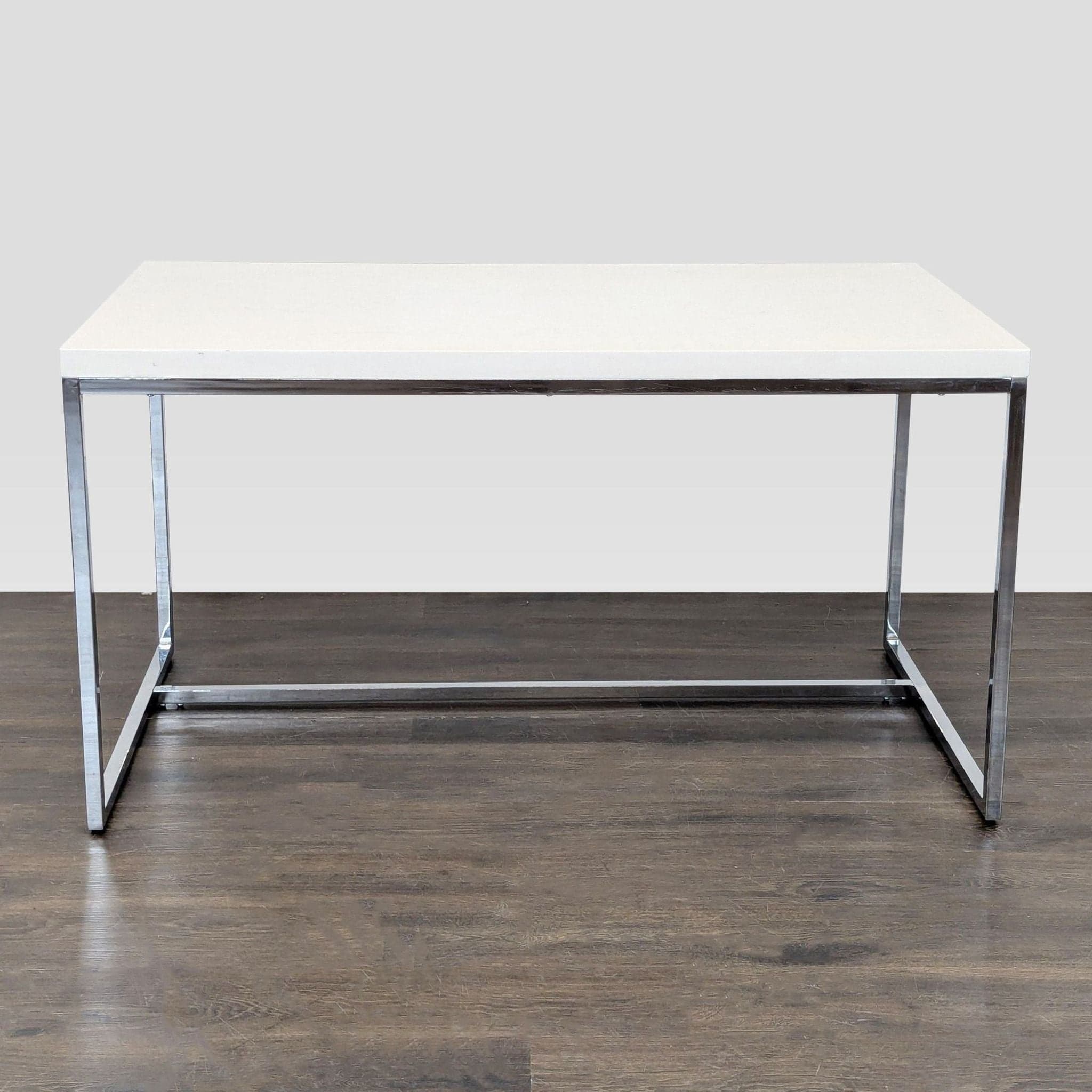 Scandinavian Design Minimalist White Desk with Chrome Frame - Thumbnail 6