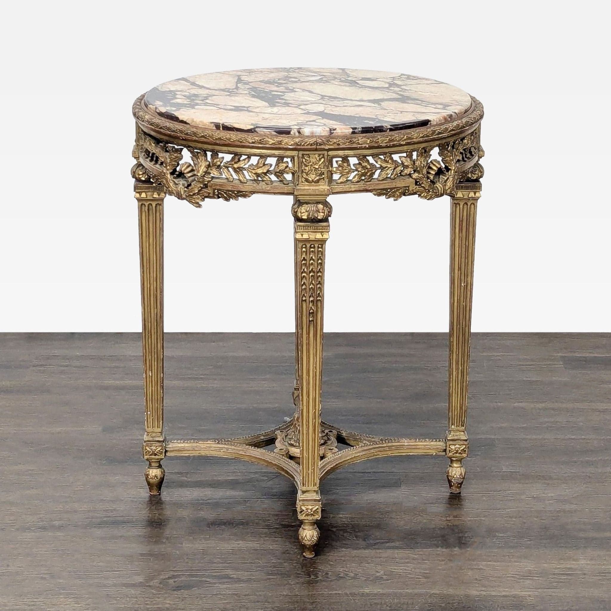 Antique Marble Top Side Table - Thumbnail 2