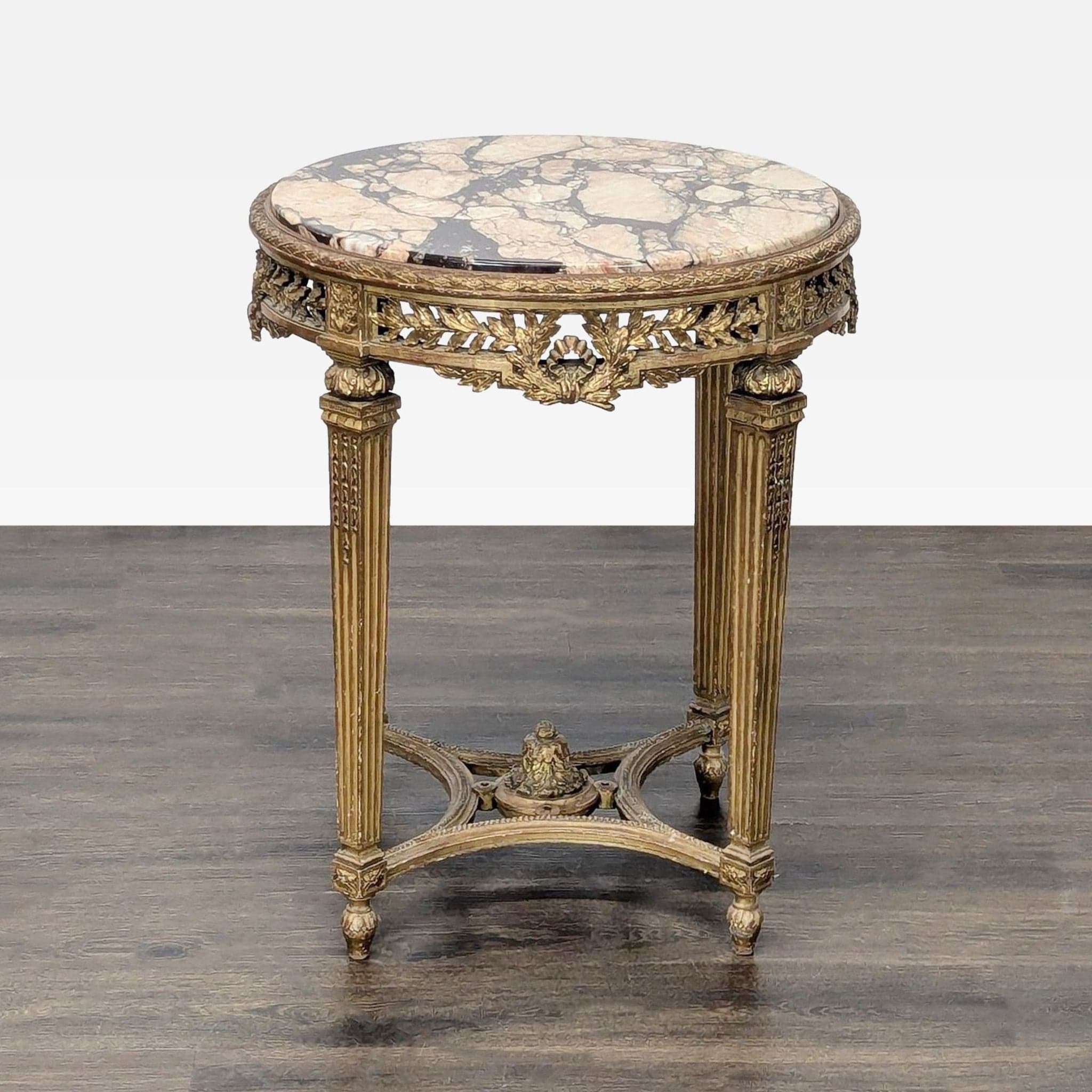 Antique Marble Top Side Table - Thumbnail 3