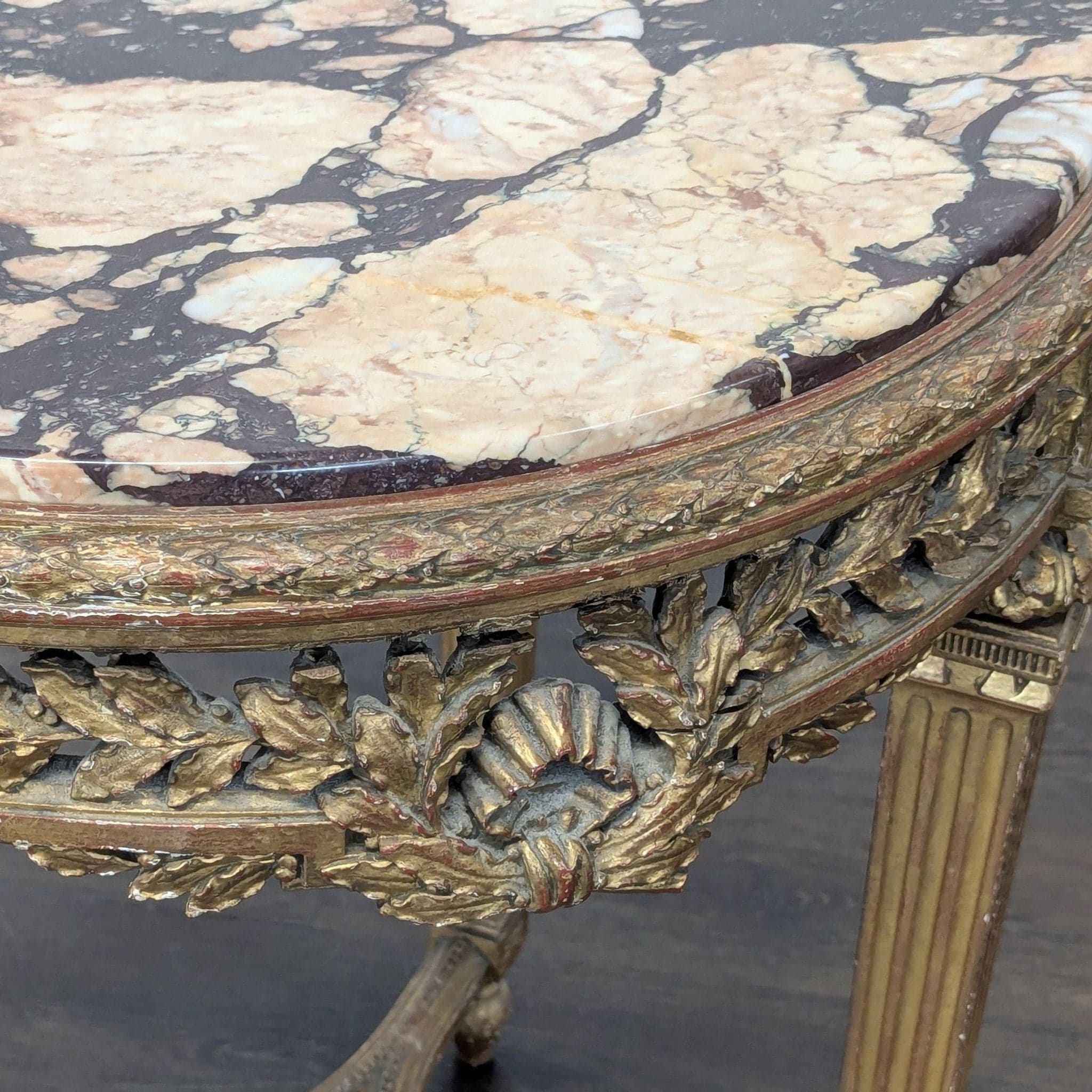 Antique Marble Top Side Table - Thumbnail 4