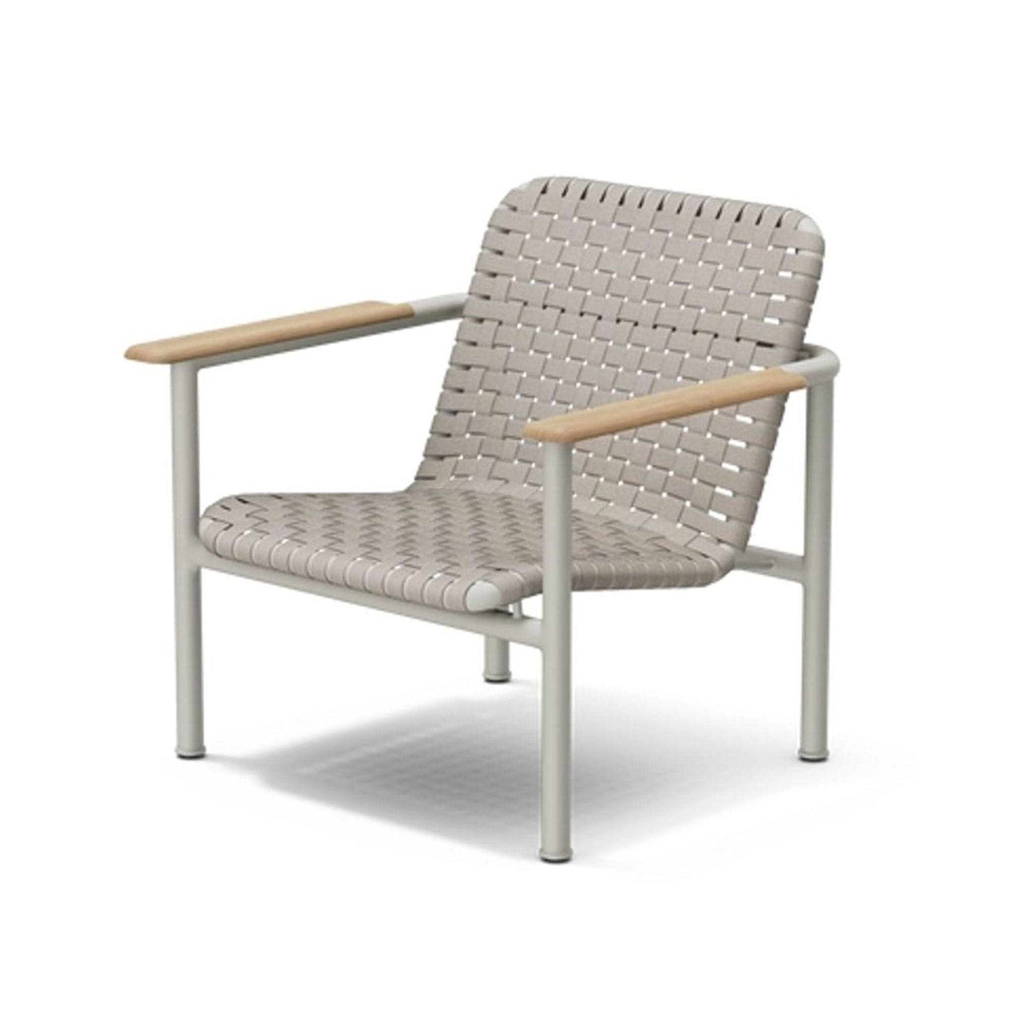 Neighbor Up Down Woven Lounge Chair with Metal Frame and Wooden Armrests - Thumbnail 2