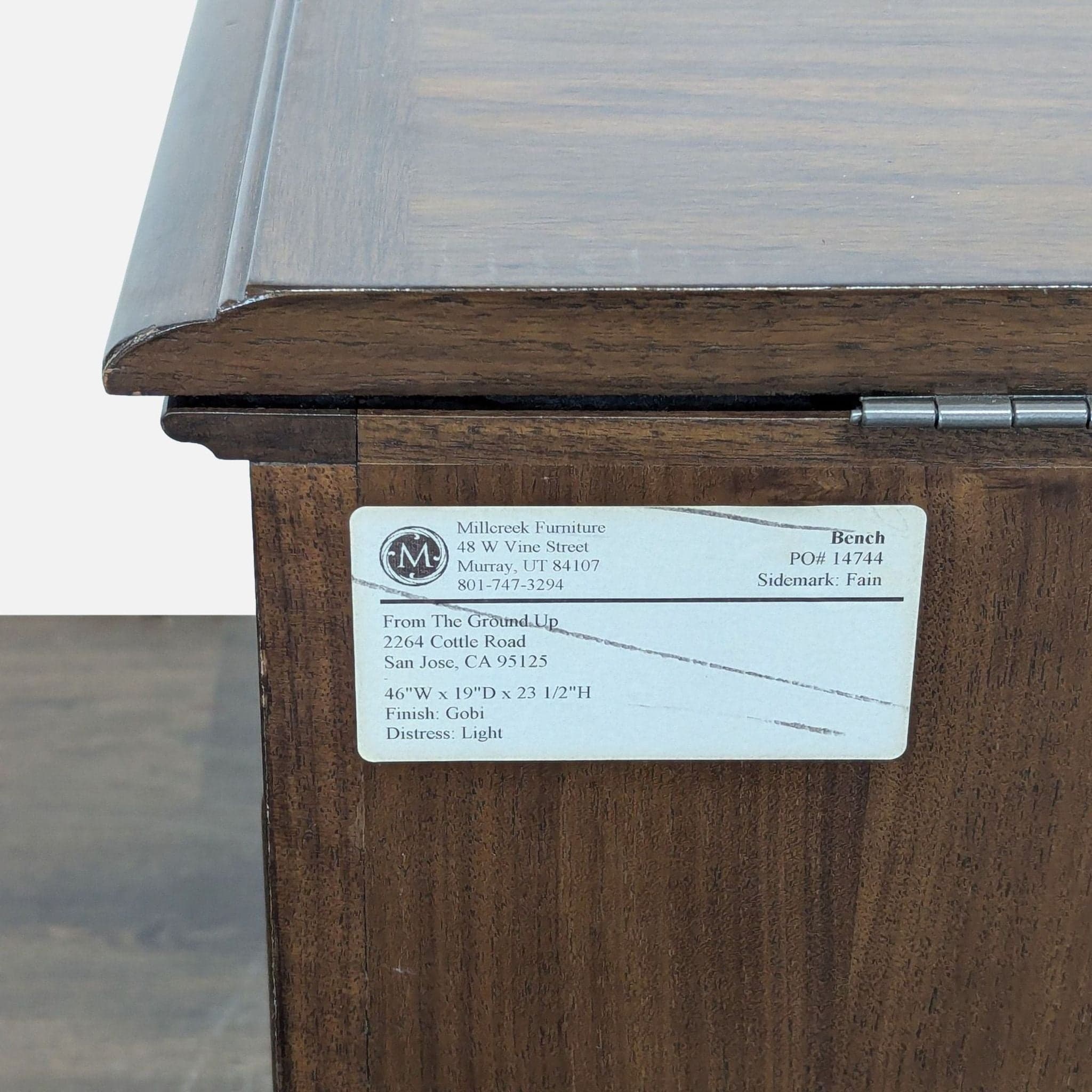 Mill Creek Furniture Wood Storage Bench - Thumbnail 7