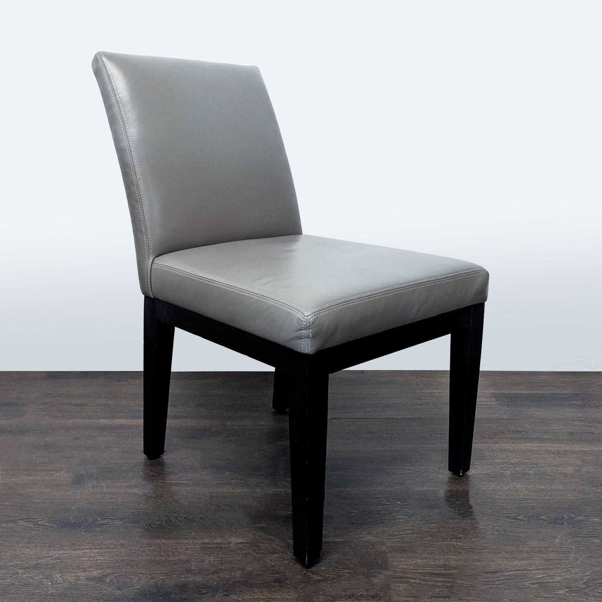 Set of Four Leather Dining Chairs with Wood Frame - Thumbnail 3
