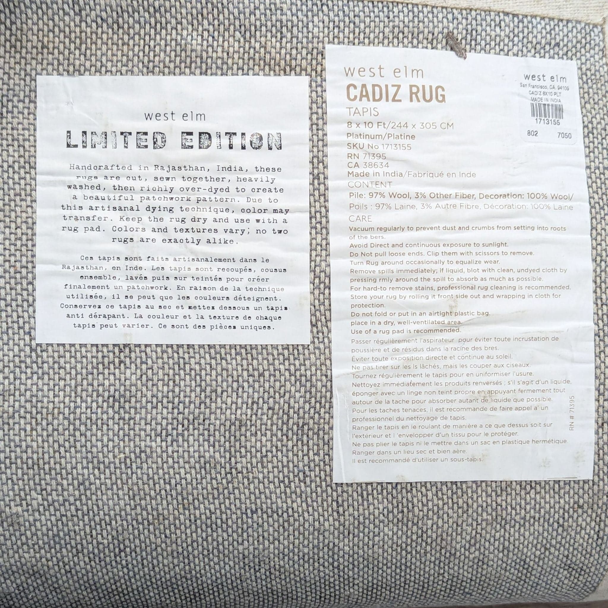 West Elm Cadiz Patchwork Patterned Area Rug – Neutral & Blue Tones - Thumbnail 4