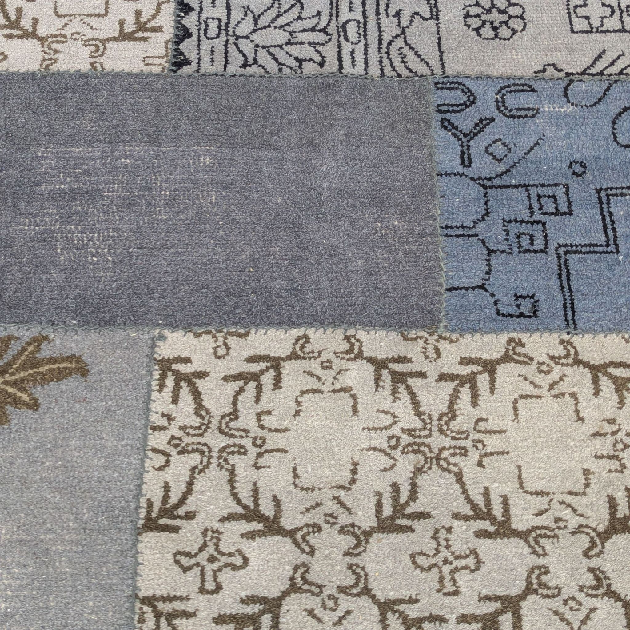 West Elm Cadiz Patchwork Patterned Area Rug – Neutral & Blue Tones - Thumbnail 5
