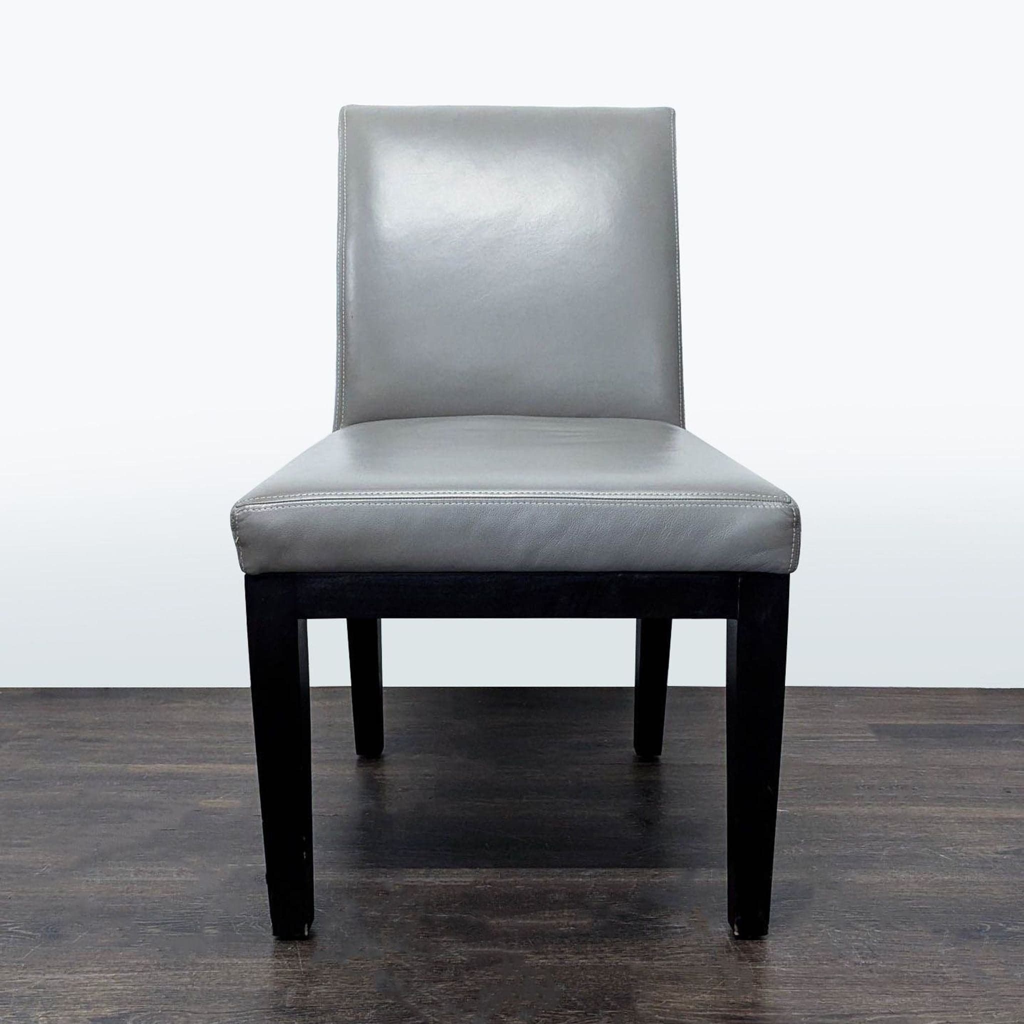 Set of Four Leather Dining Chairs with Wood Frame - Thumbnail 2