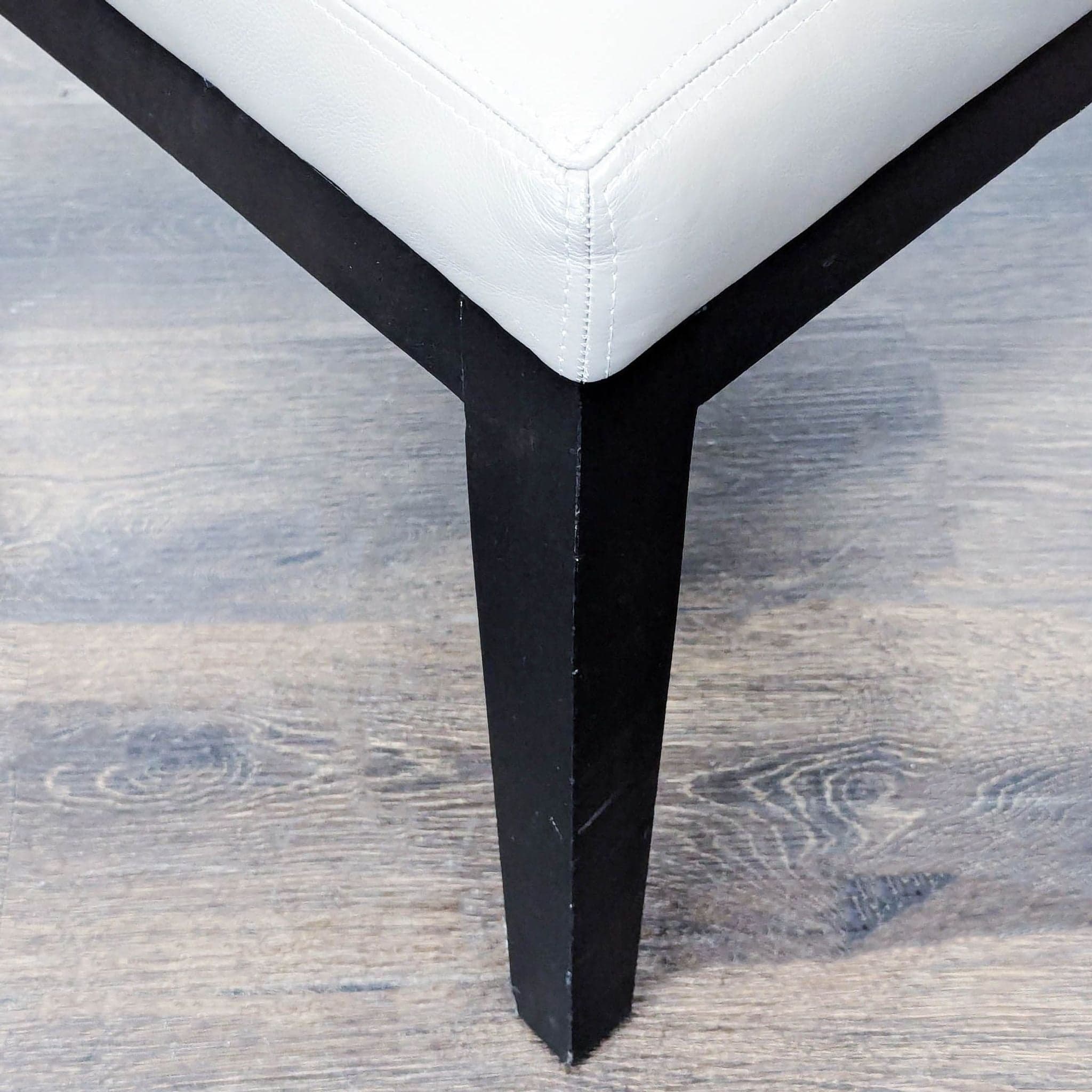 Set of Four Leather Dining Chairs with Wood Frame - Thumbnail 6