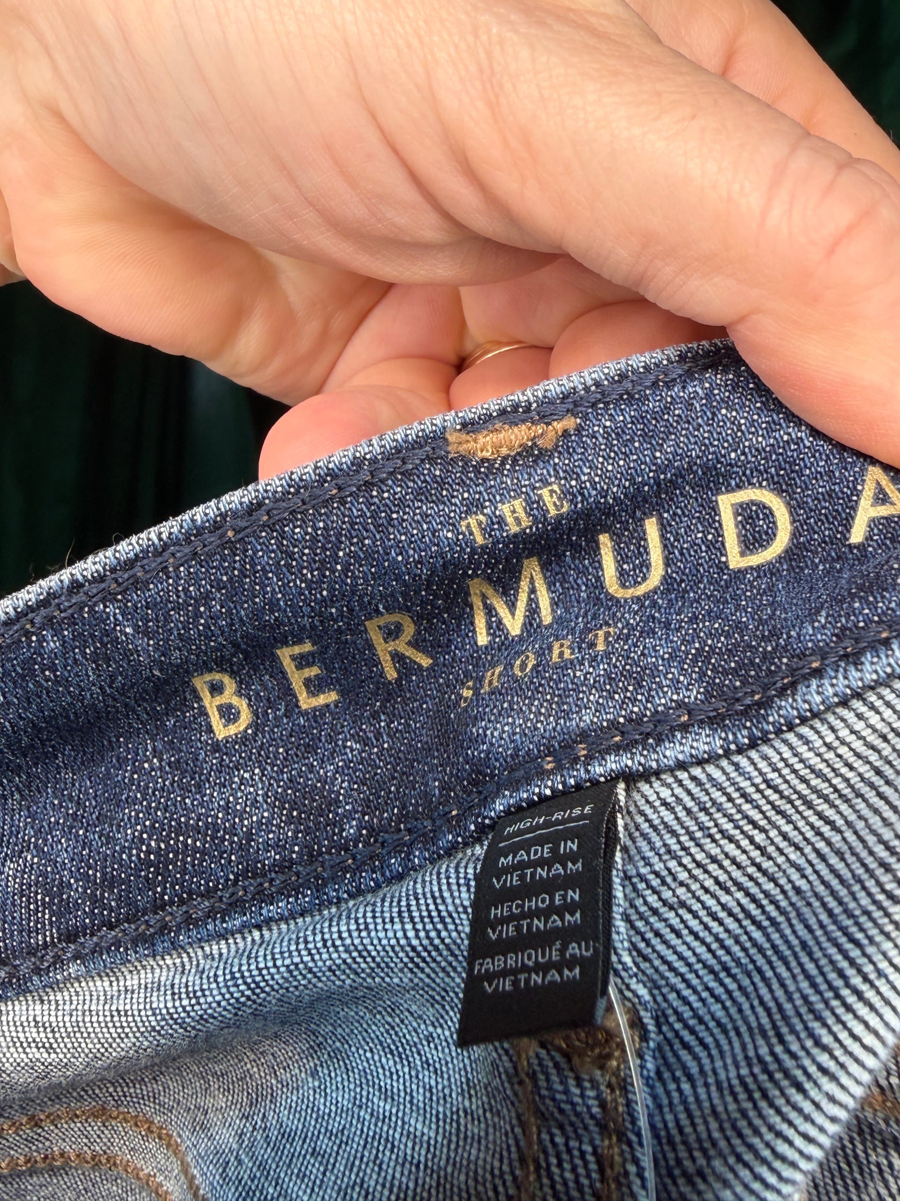 WHBM Embroidered Denim Bermuda Shorts Size 4P - Thumbnail 3