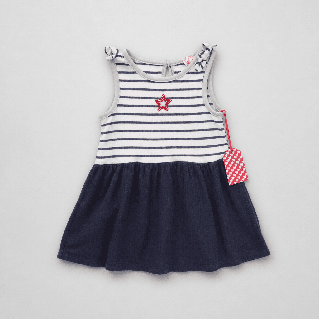 Young Hearts Girls' Striped Sleeveless Dress with Star Detail