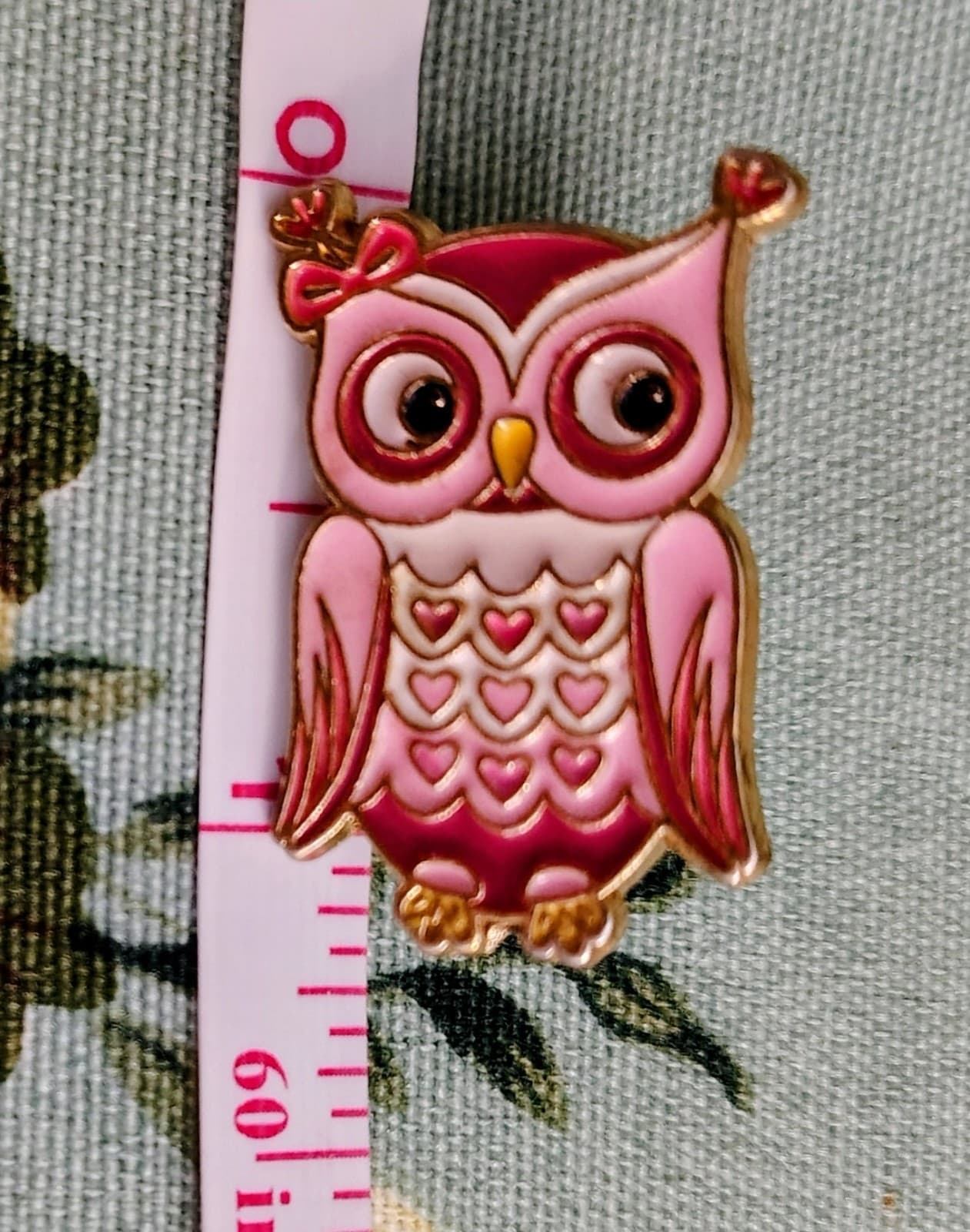 Retro 1990's Vintage Pink Owl Pin - Thumbnail 3