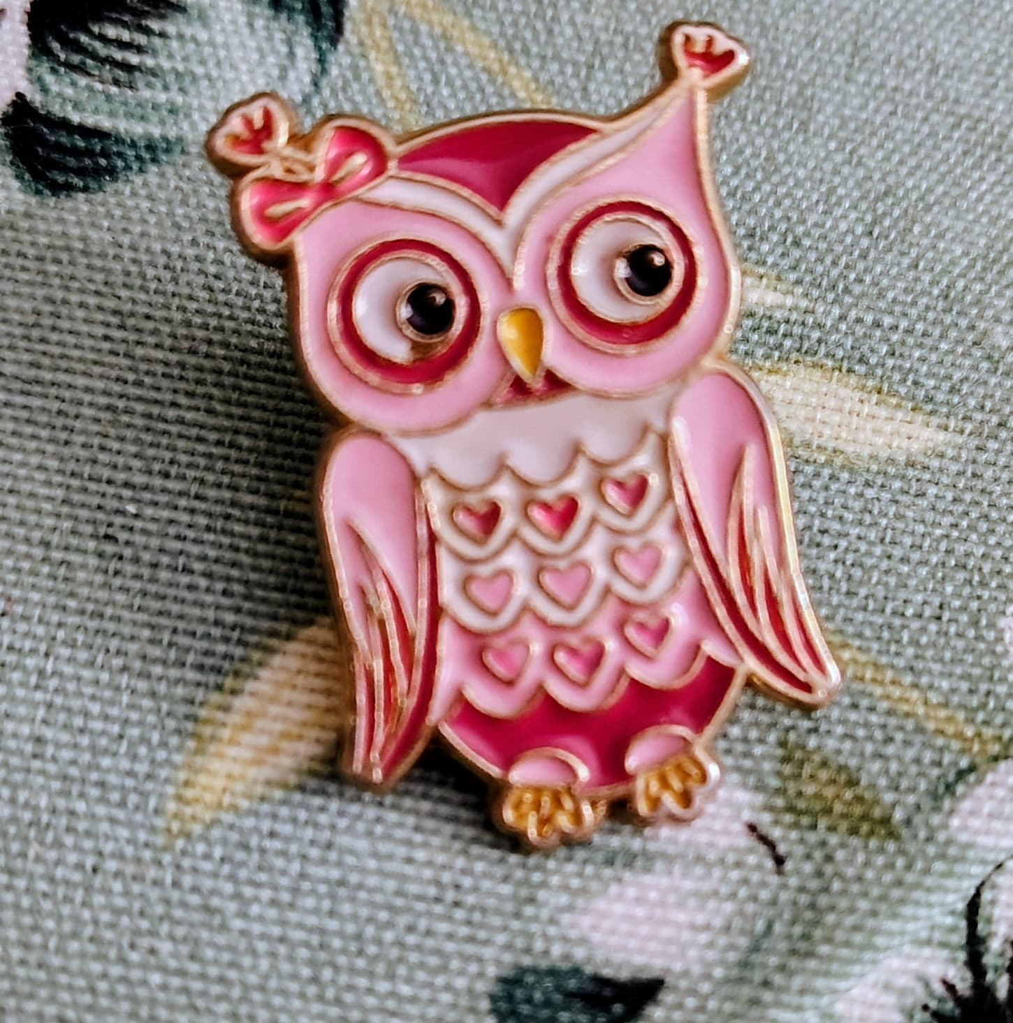 Retro 1990's Vintage Pink Owl Pin - Thumbnail 2