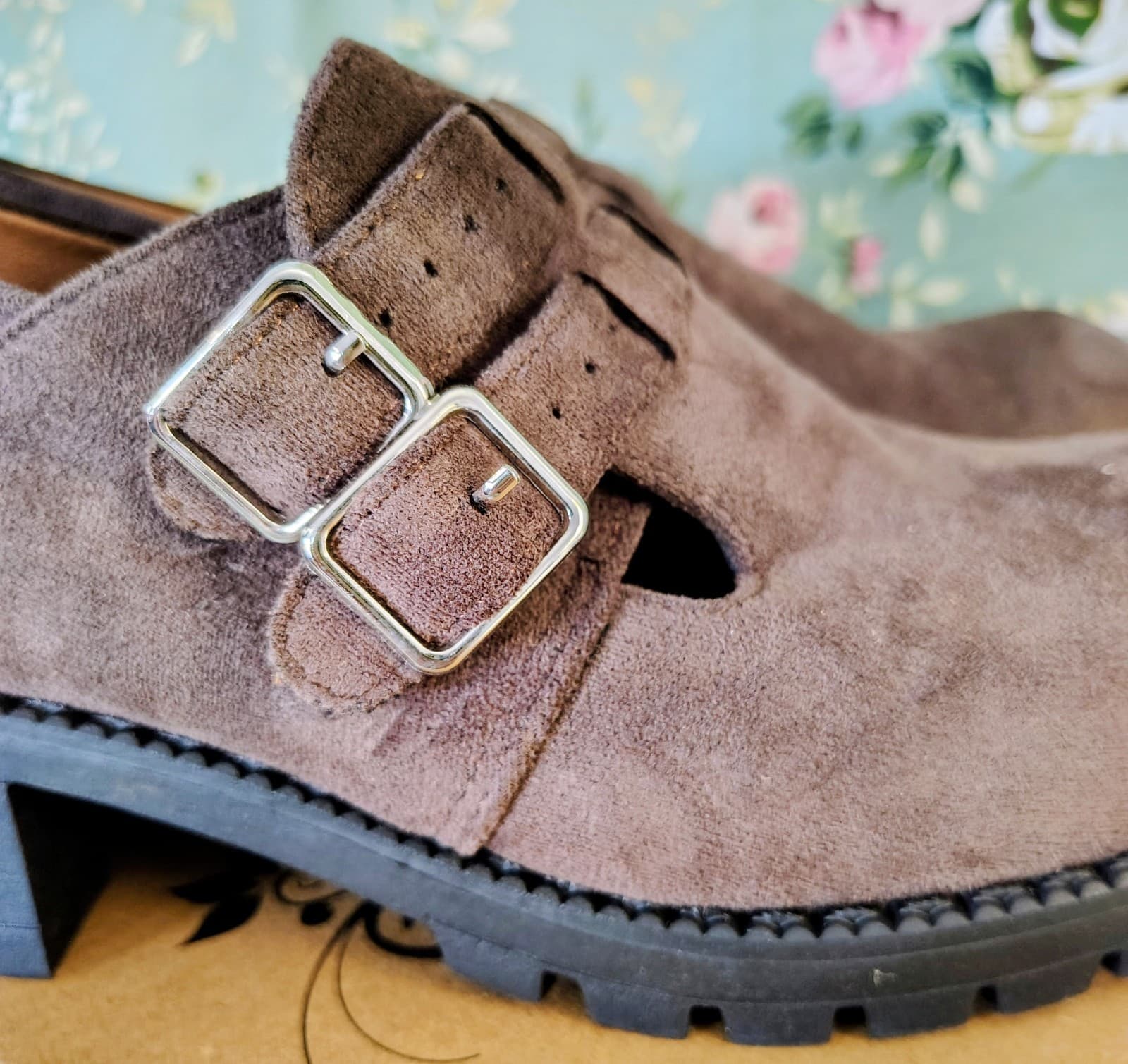 NIB Brown Faux Leather Ankle Boots Platform, Size 9 - Thumbnail 7