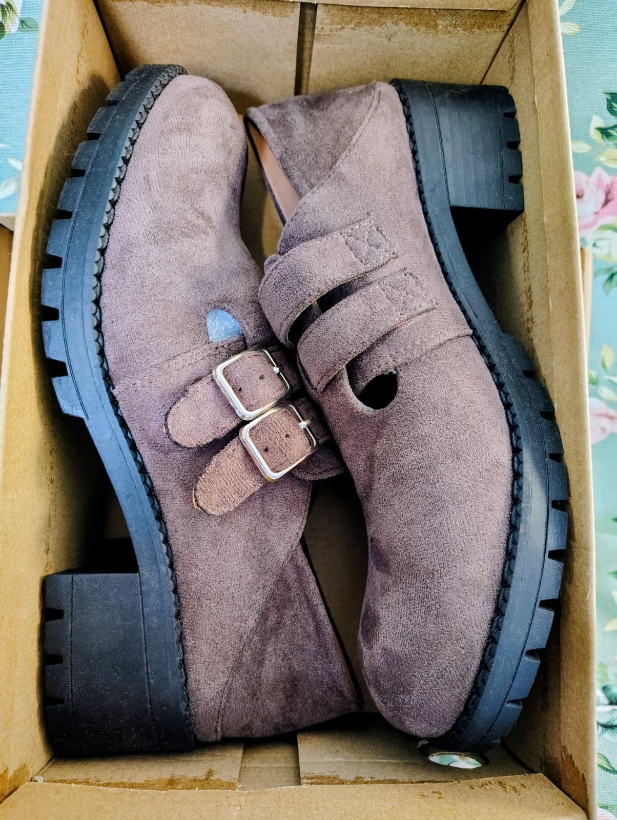 NIB Brown Faux Leather Ankle Boots Platform, Size 9 - Thumbnail 13
