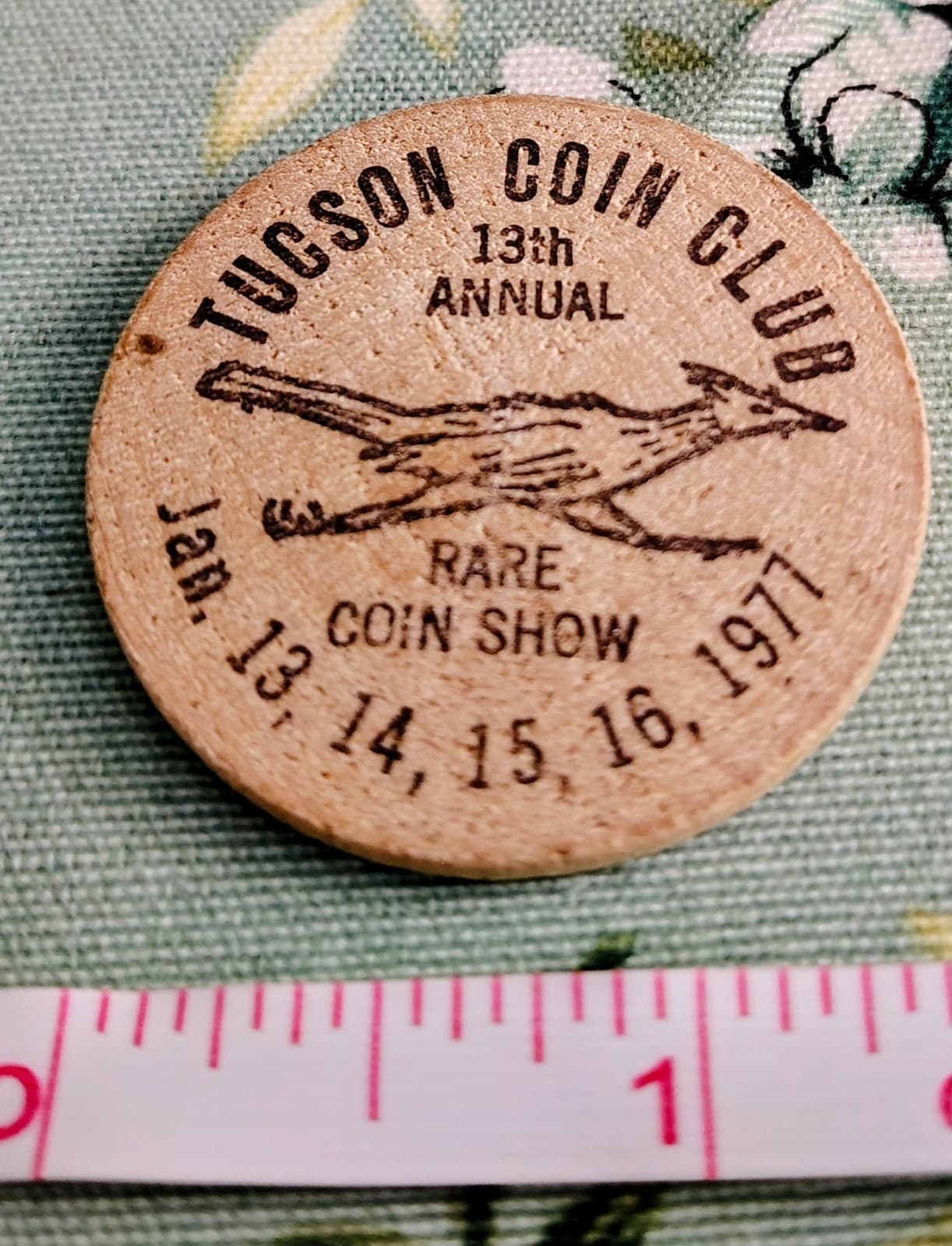 Vintage Tucson Coin Club Wooden Nickel, Arizona, 13th Annual Show 1977 - Thumbnail 2