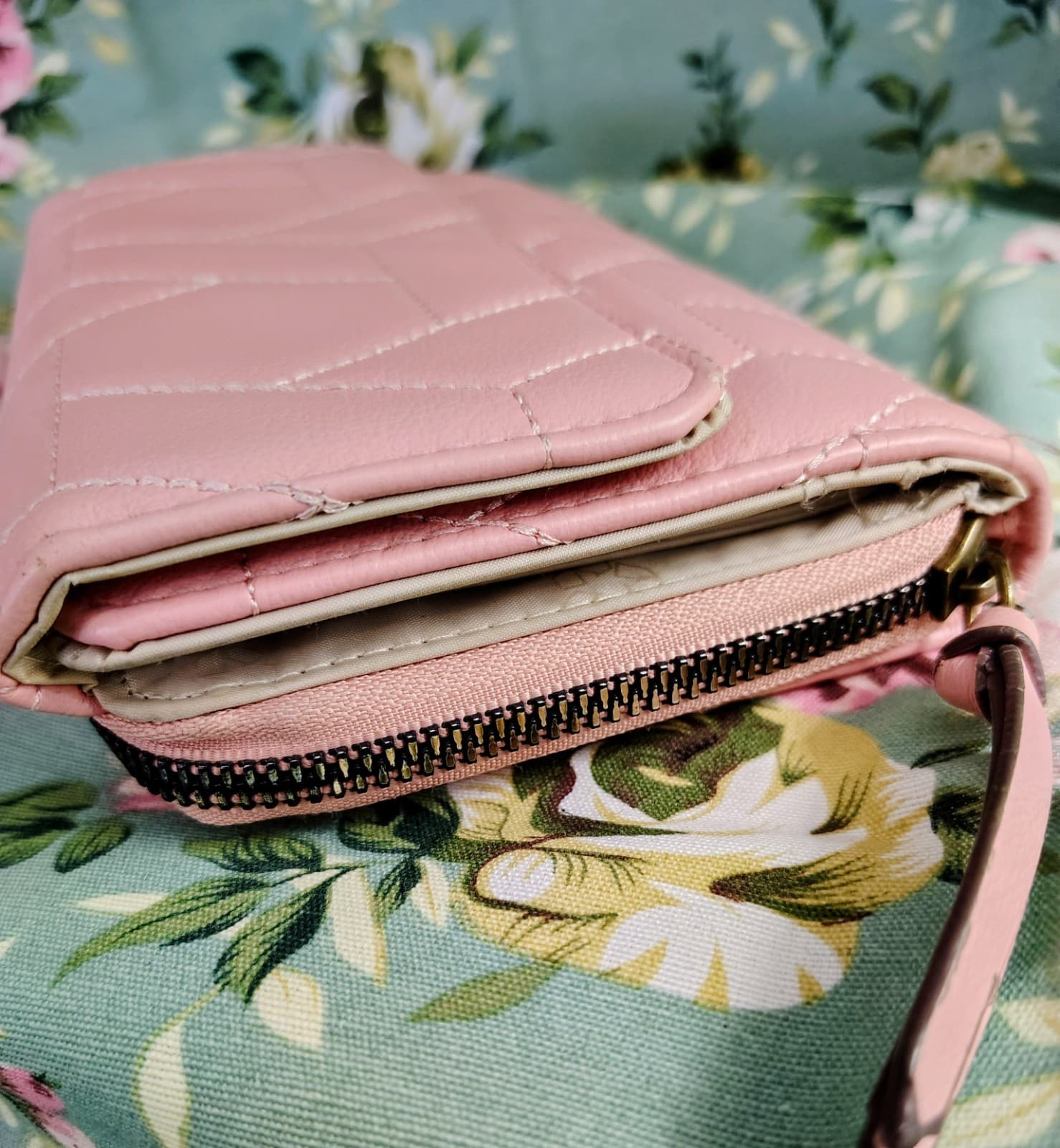Pink Faux Leather Organizer Wallet Large - Thumbnail 8