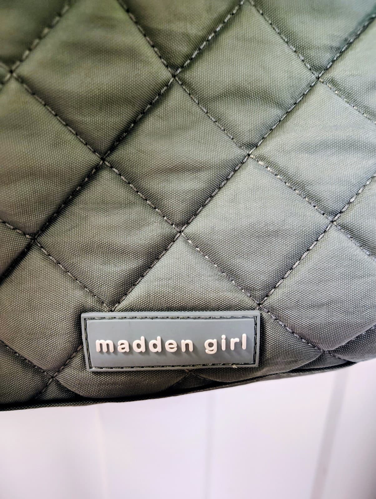 Madden Girl Quilted Tote Bag Sage Green, Removable Long Shoulder Strap - Thumbnail 3