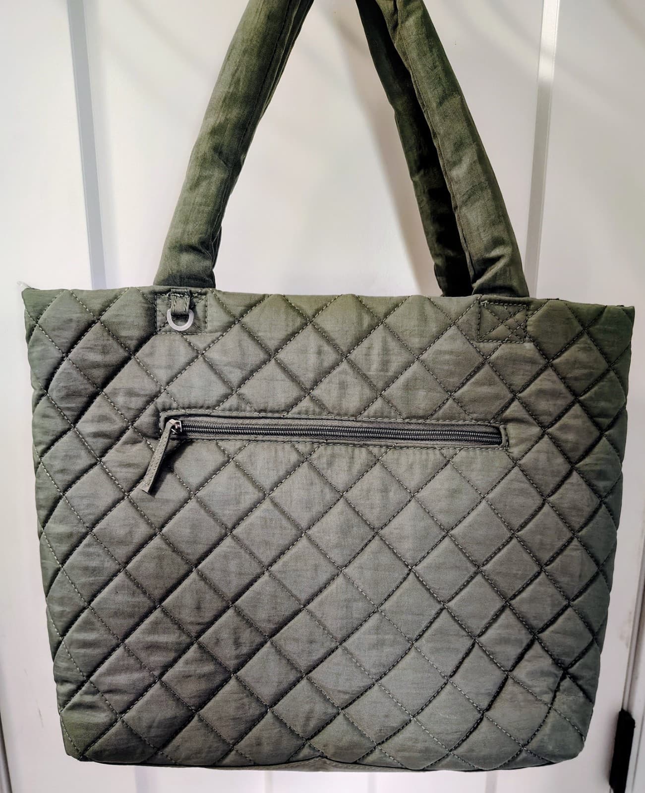 Madden Girl Quilted Tote Bag Sage Green, Removable Long Shoulder Strap - Thumbnail 2