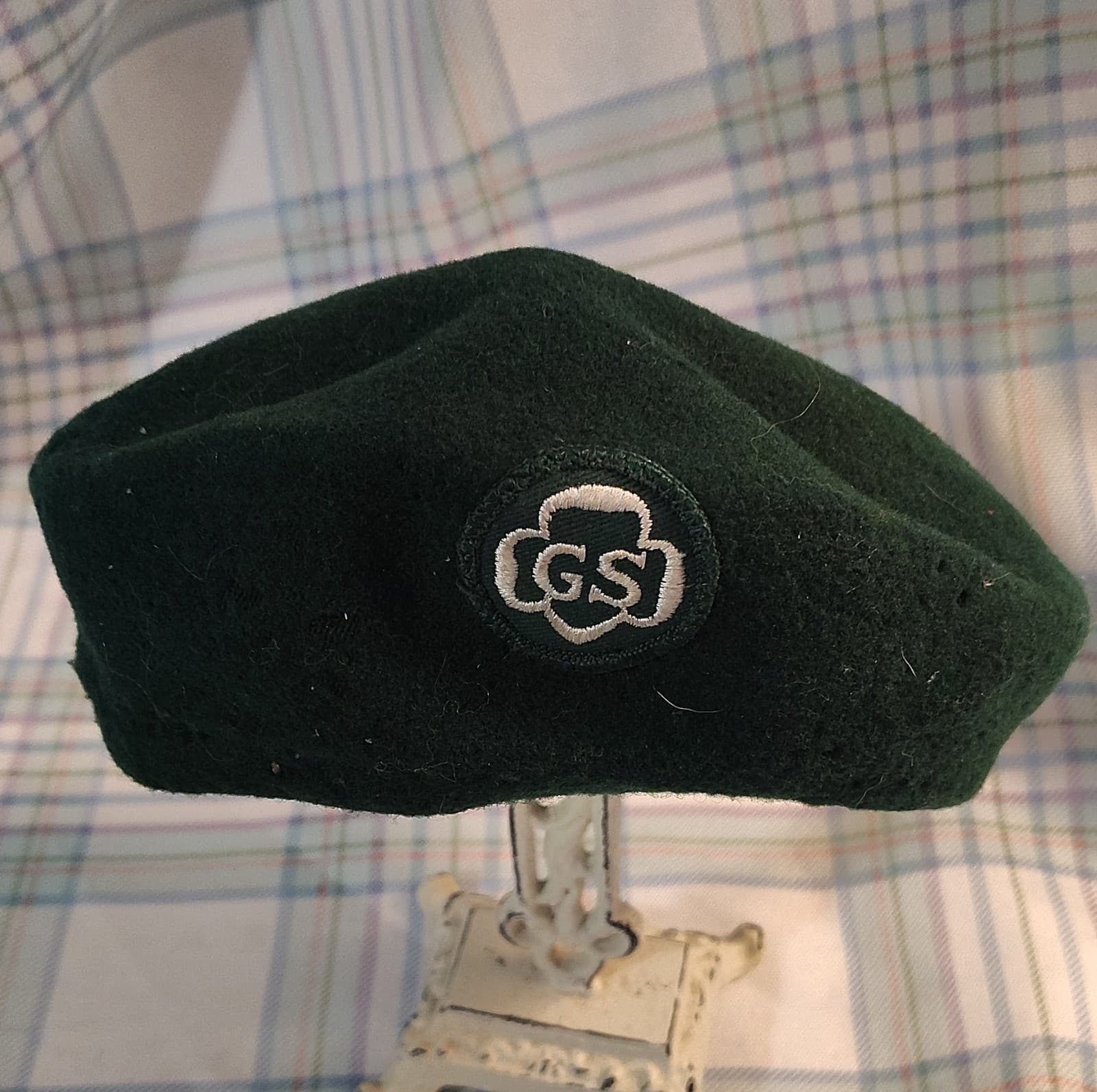 Kangol Vintage 100% Wool Small Green Beret Hat Girl Scouts Uniform - Thumbnail 2