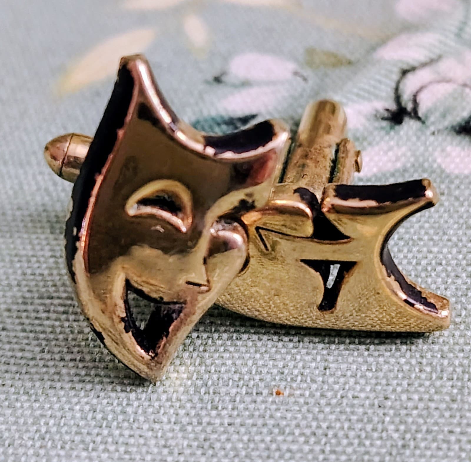 Vintage Comedy Tragedy Theater Masks SWANK Cuff Links - Thumbnail 3