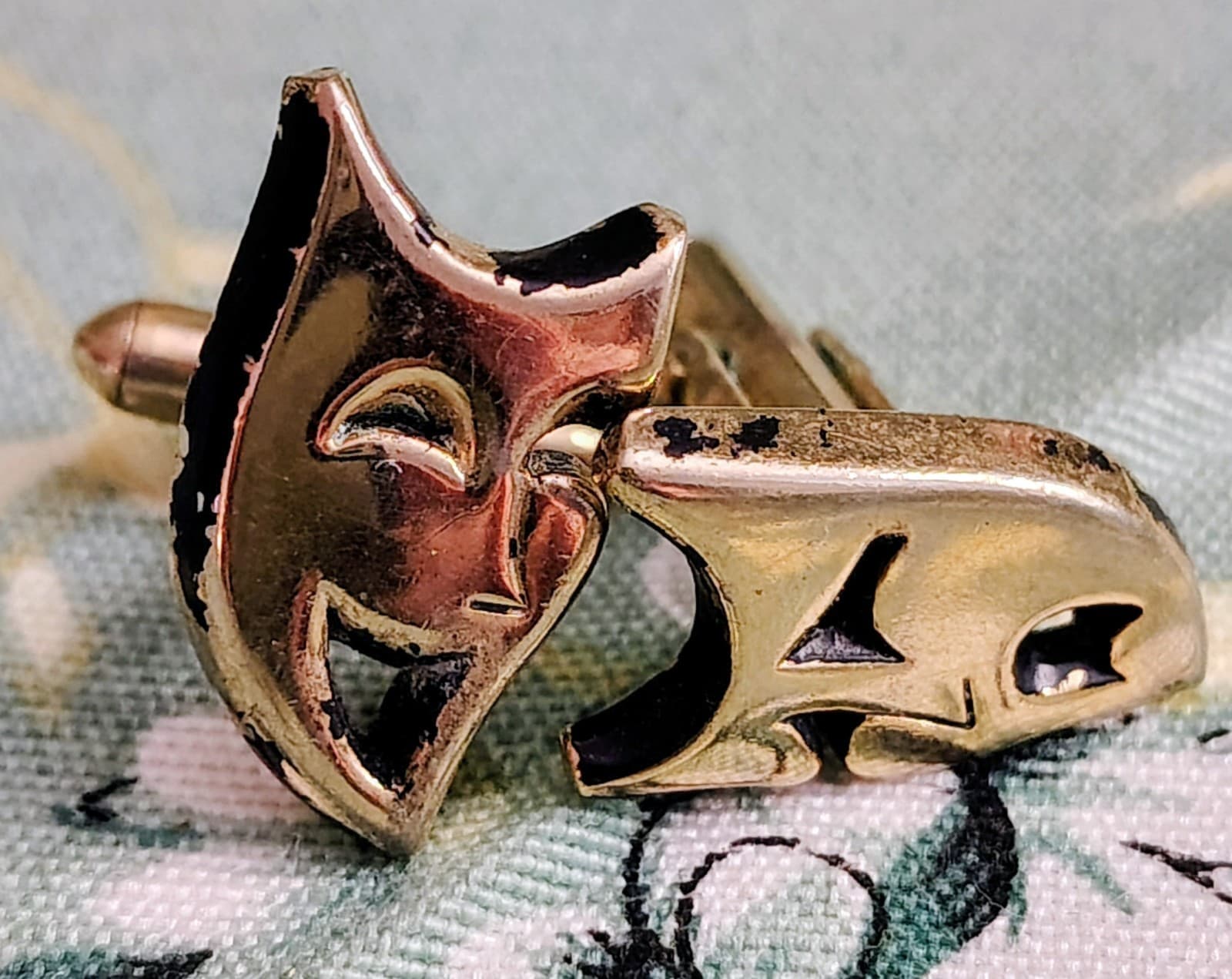 Vintage Comedy Tragedy Theater Masks SWANK Cuff Links - Thumbnail 2