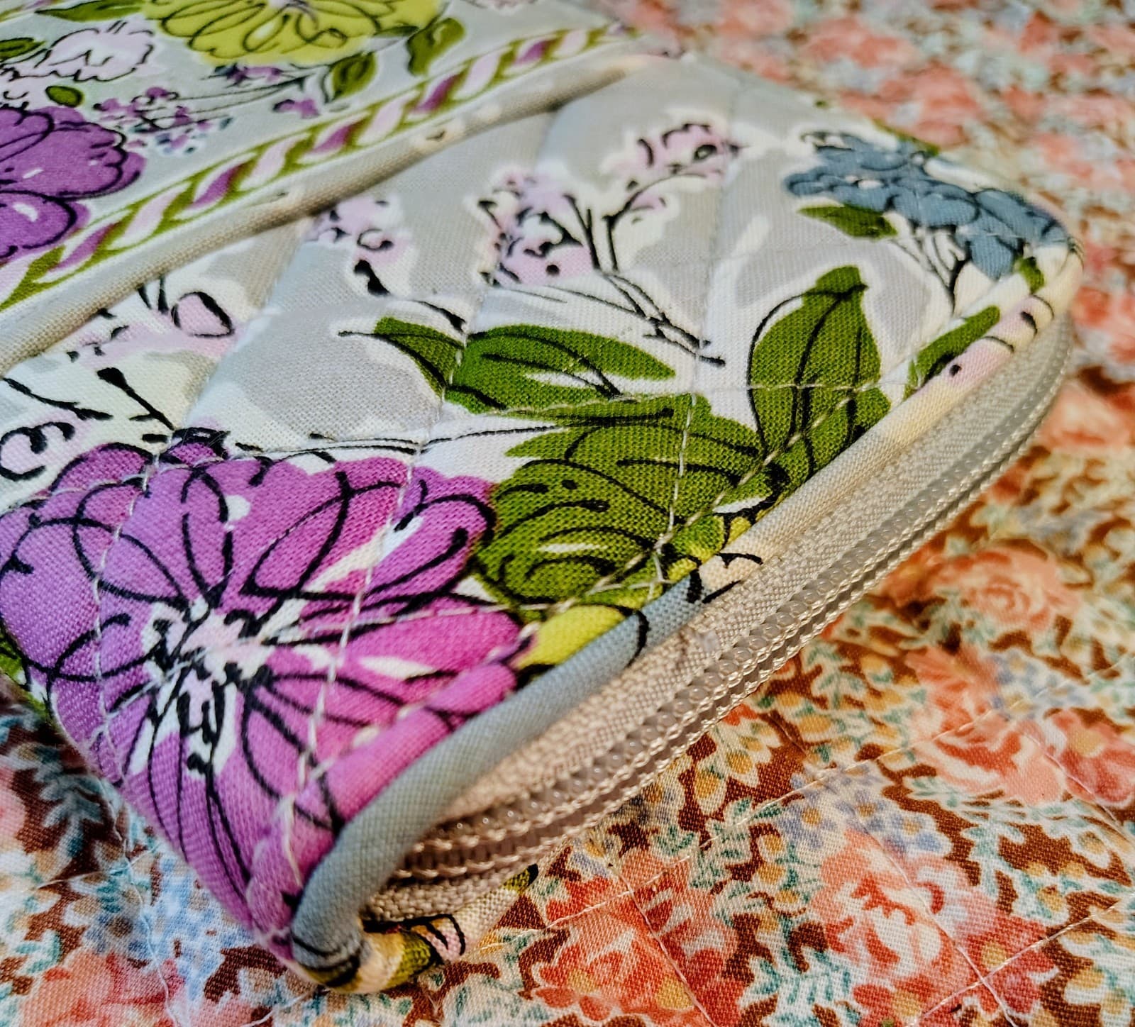 Vera Bradley Watercolor Zip Around Clutch Floral Wallet - Thumbnail 8