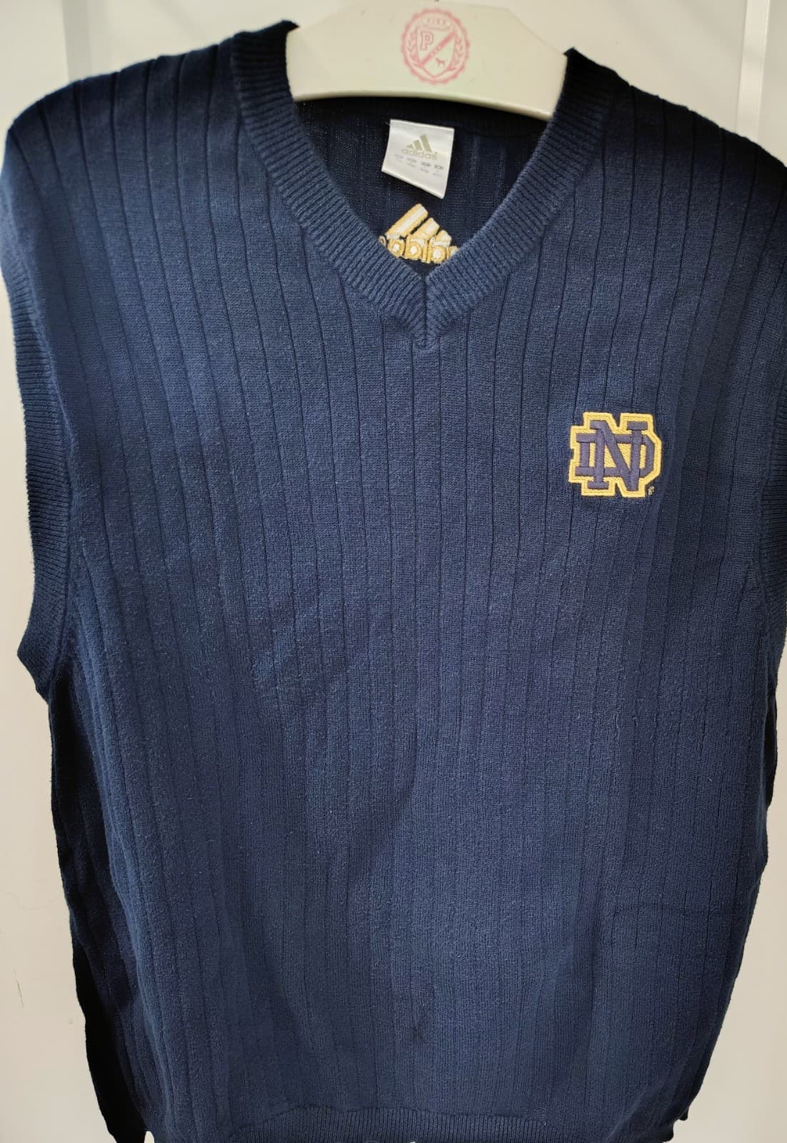 Vintage Adidas Notre Dame Sweater Vest, Men's Medium