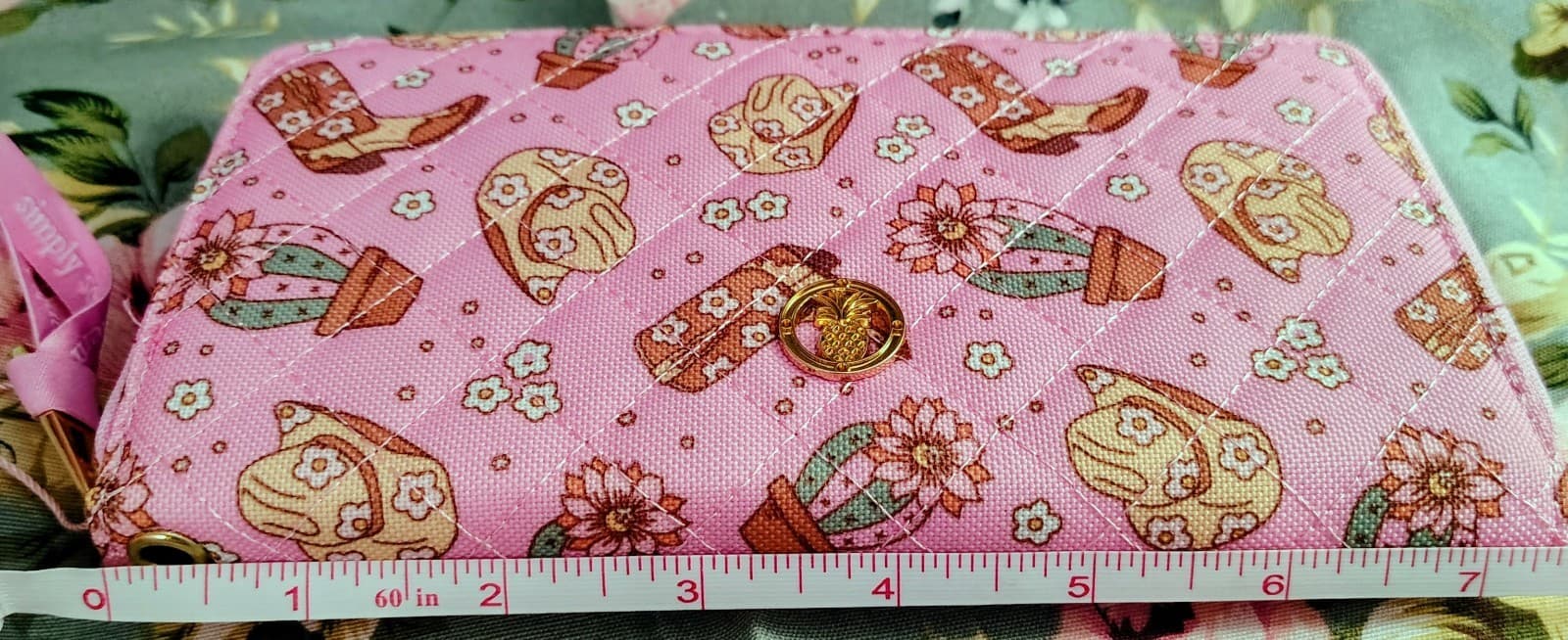 NWT Simply Southern Pink Western Wallet Wristlet, Cowboy Boots & Cactus Print - Thumbnail 8