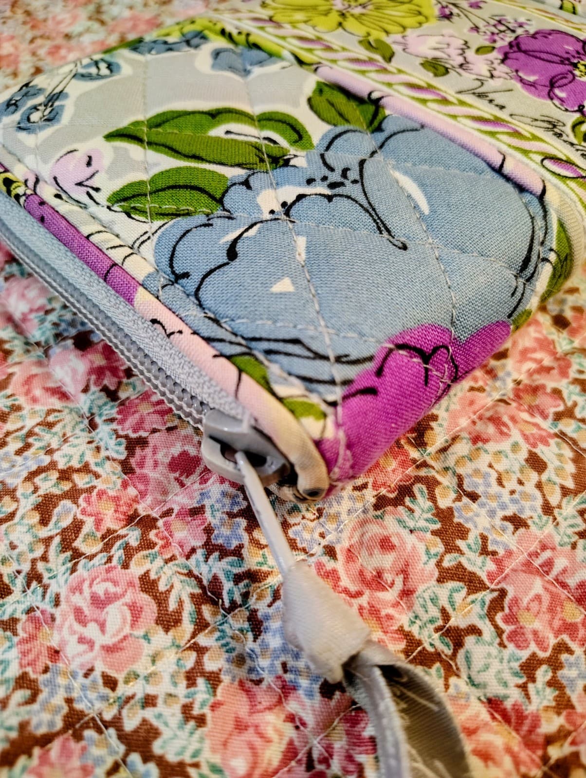 Vera Bradley Watercolor Zip Around Clutch Floral Wallet - Thumbnail 9