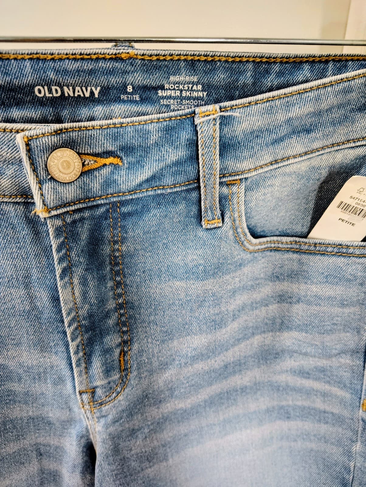 Old Navy High Rise Rockstar Skinny Light Wash Denim Jeans, Size 8 Petite - Thumbnail 6