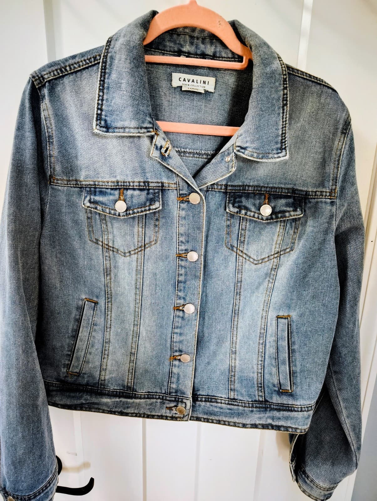 Cavalini Denim Collector Jean Jacket Womens L Blue Denim