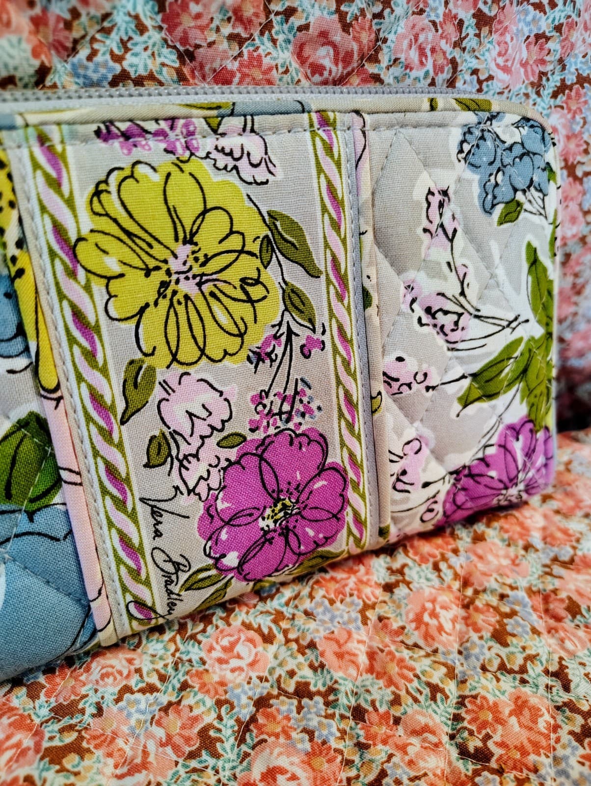 Vera Bradley Watercolor Zip Around Clutch Floral Wallet - Thumbnail 3