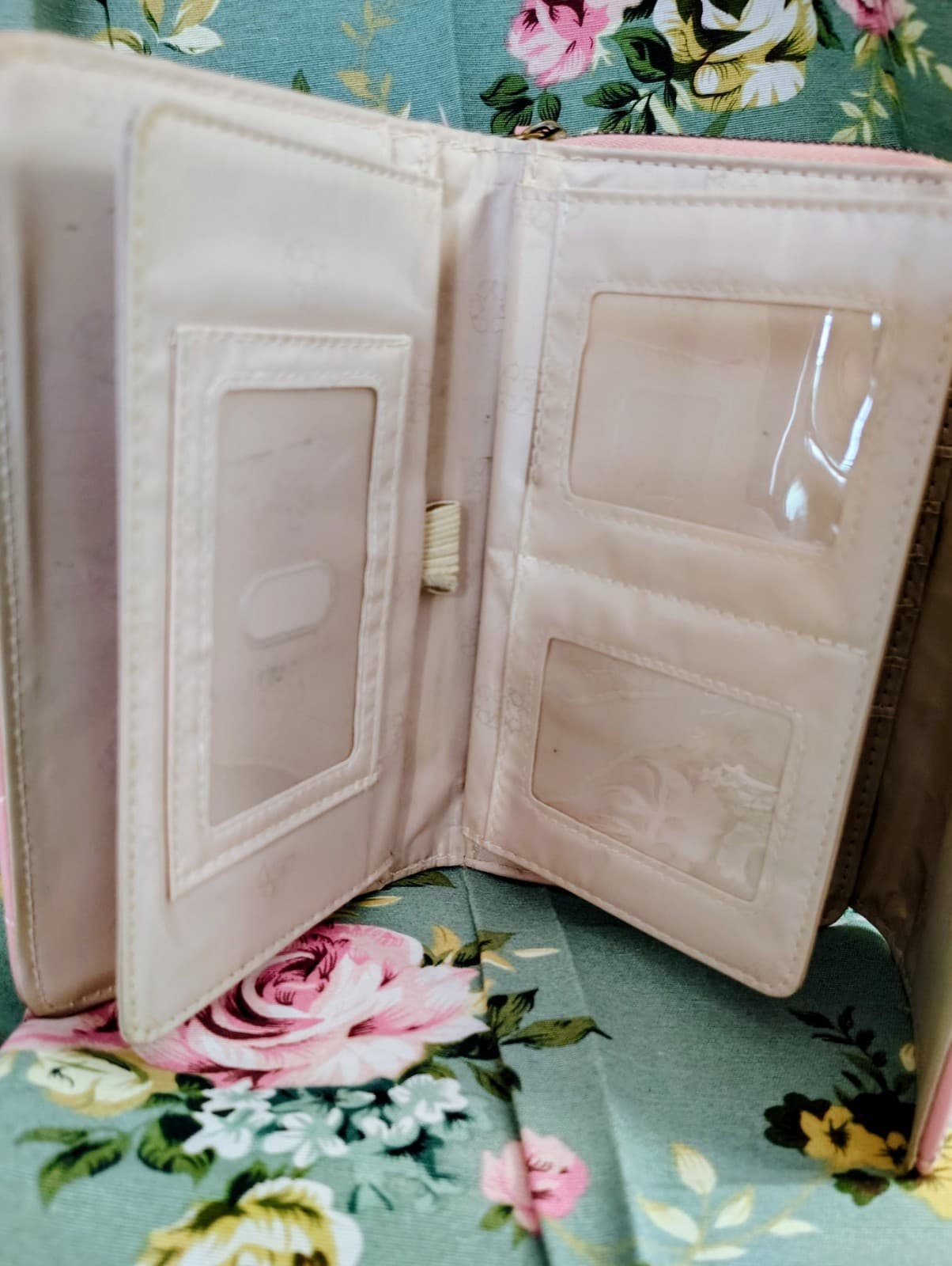 Pink Faux Leather Organizer Wallet Large - Thumbnail 3