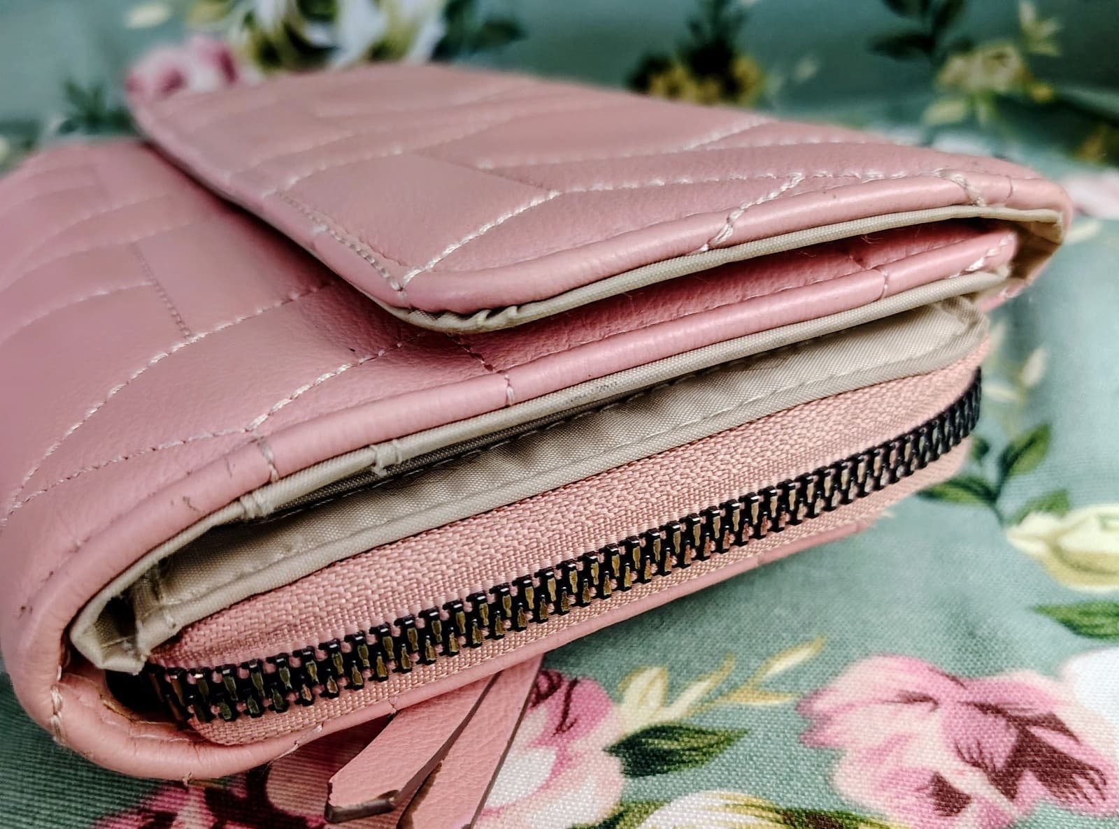 Pink Faux Leather Organizer Wallet Large - Thumbnail 7