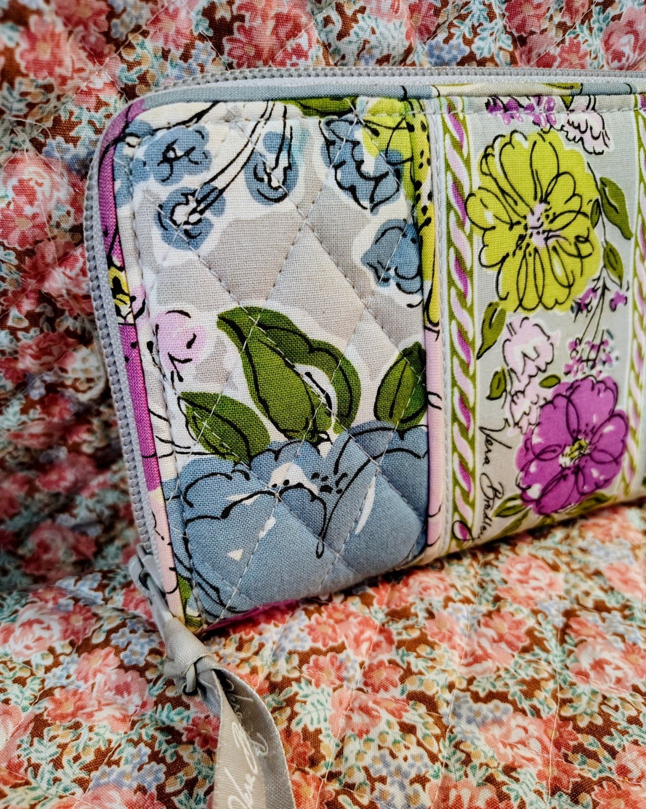 Vera Bradley Watercolor Zip Around Clutch Floral Wallet - Thumbnail 2