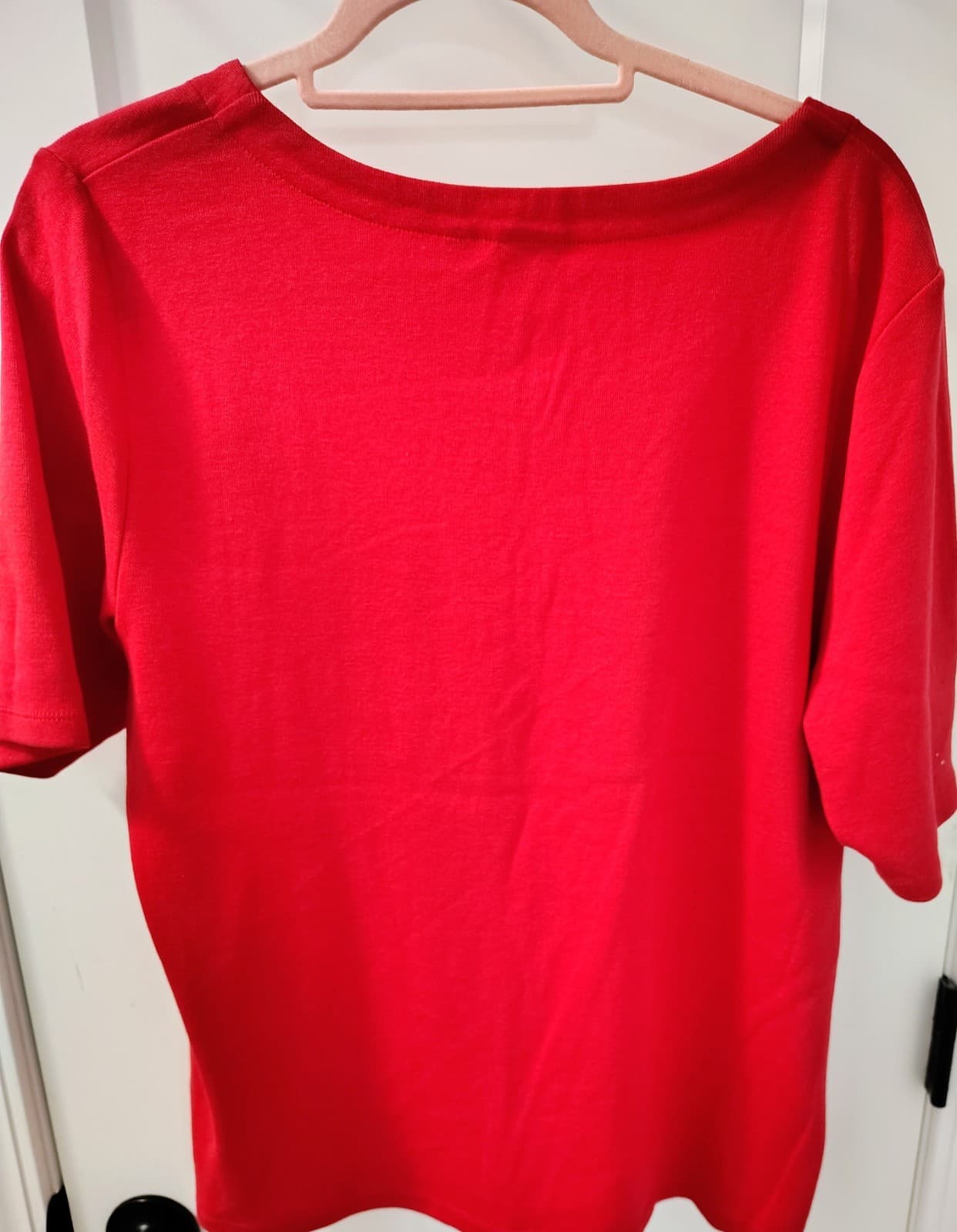 NWT Rafaella Red Short Sleeve Women's Top With Grommets, XL - Thumbnail 5