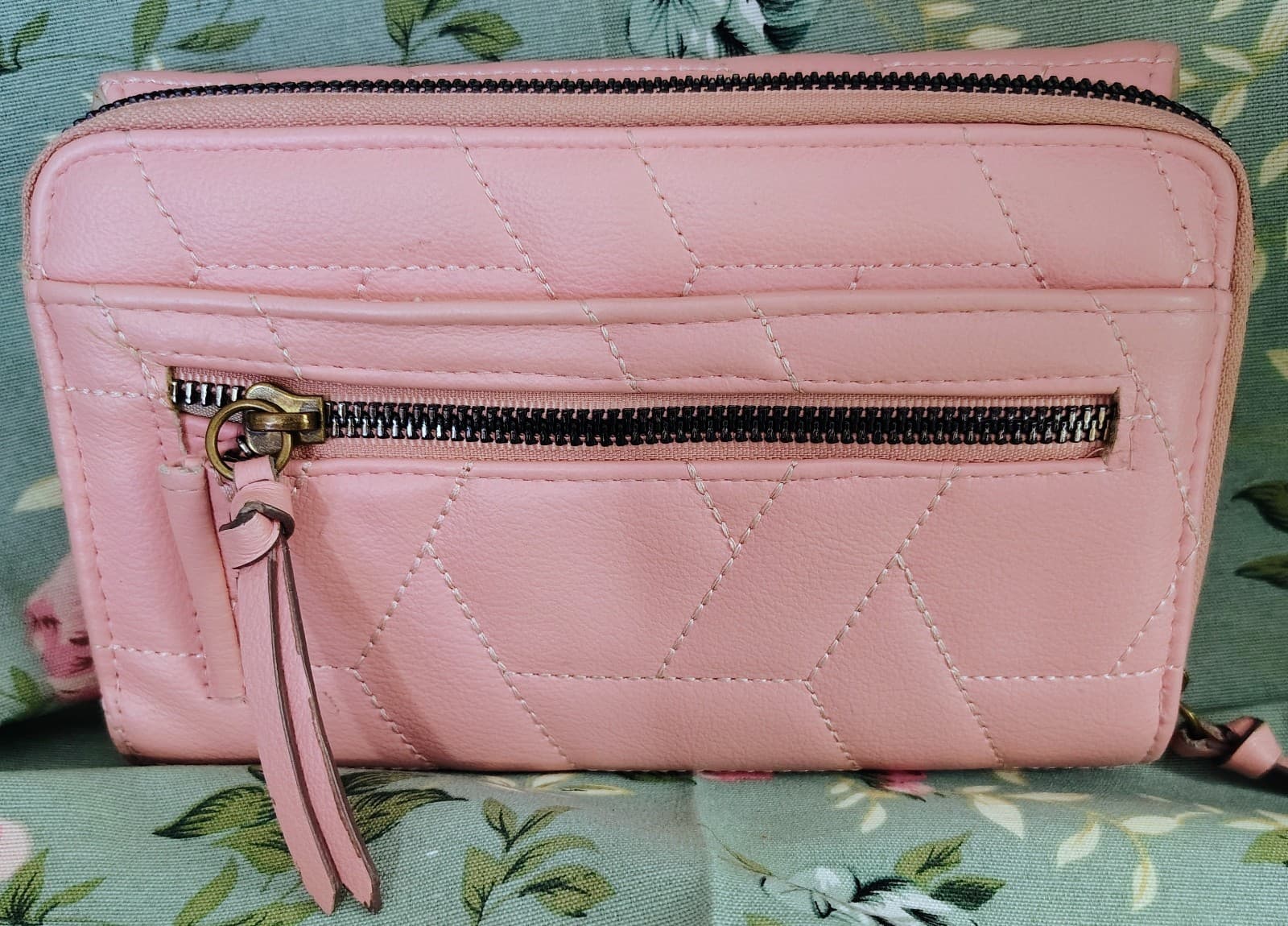 Pink Faux Leather Organizer Wallet Large - Thumbnail 2