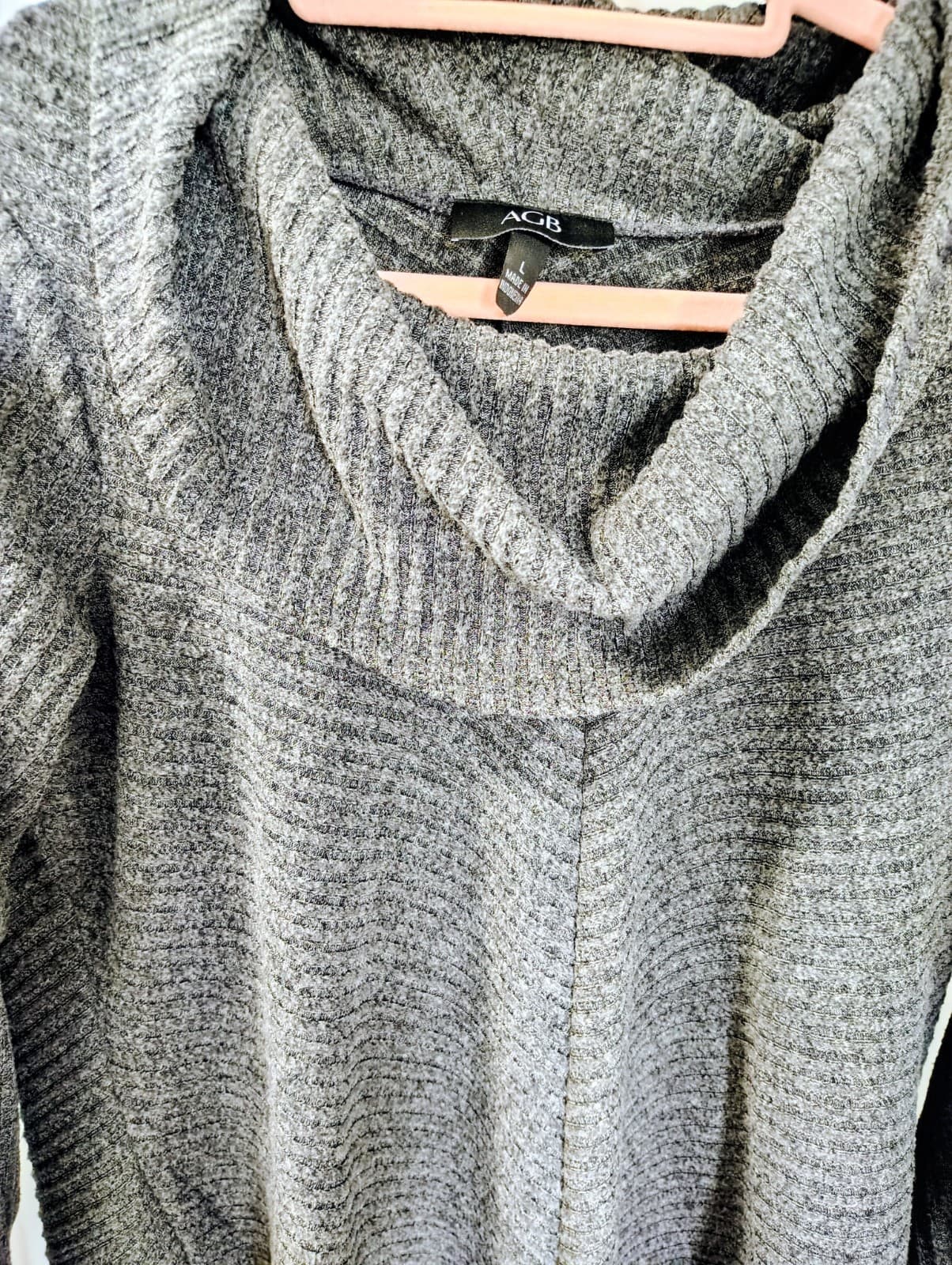 AGB Black and White Cowl Neck Sweater Super Soft Women's Size Large - Thumbnail 2