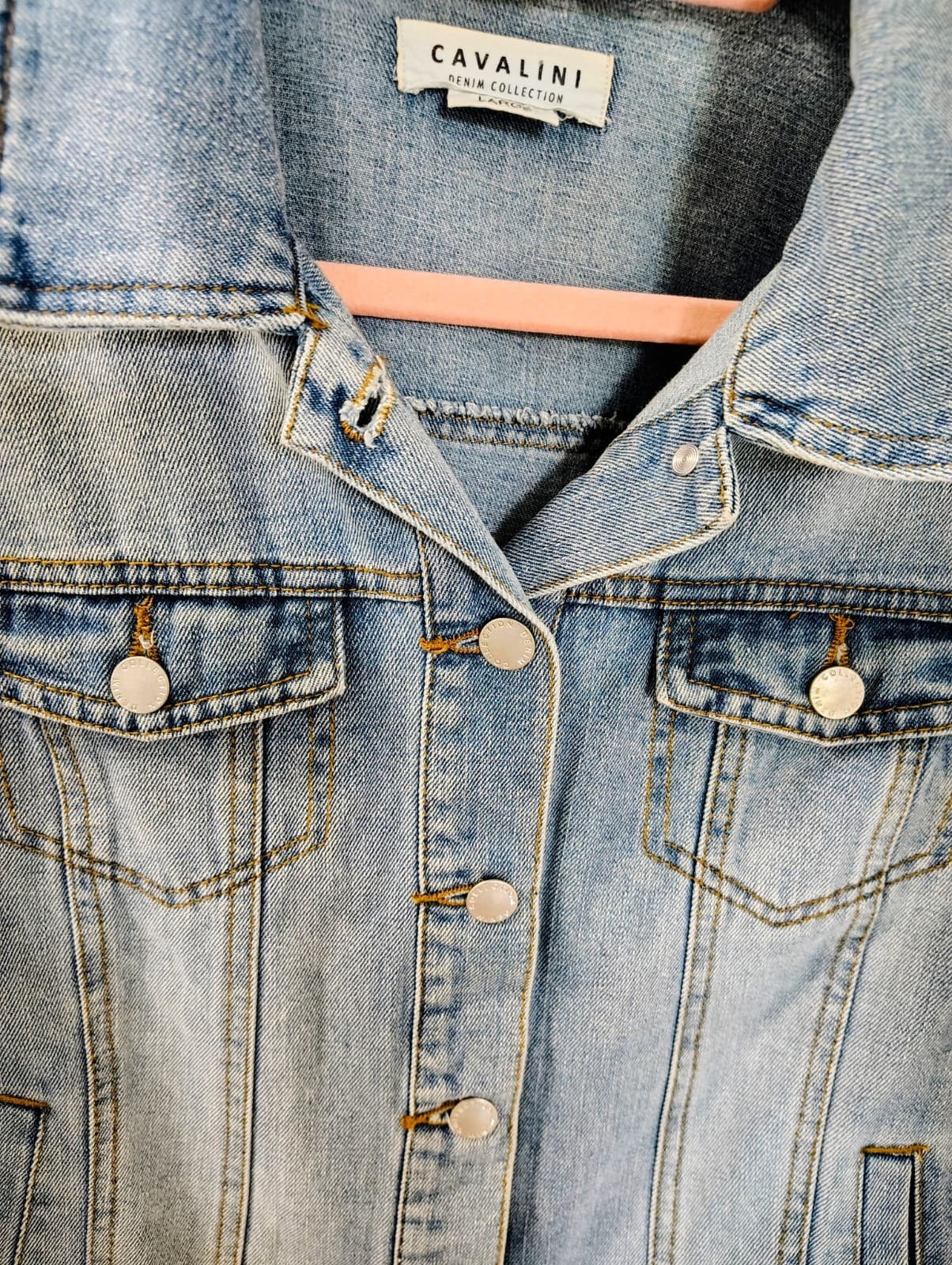 Cavalini Denim Collector Jean Jacket Womens L Blue Denim - Thumbnail 2