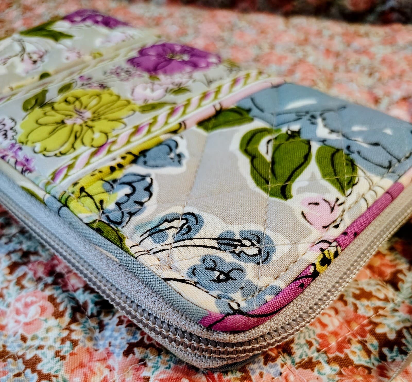Vera Bradley Watercolor Zip Around Clutch Floral Wallet - Thumbnail 12