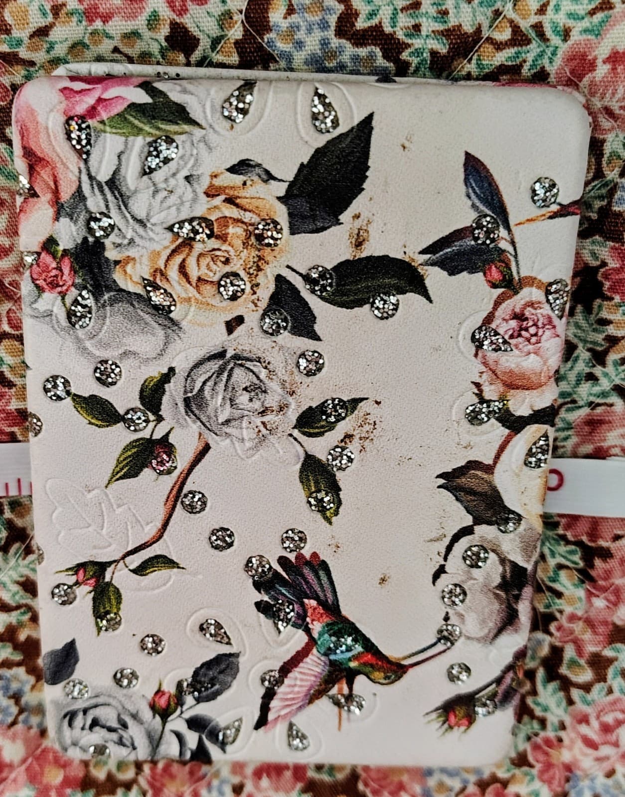 New Metal Case Hinged Pocket Mirror, Floral, Hummingbirds - Thumbnail 8