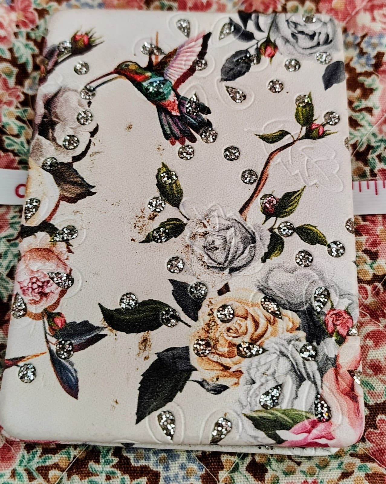 New Metal Case Hinged Pocket Mirror, Floral, Hummingbirds - Thumbnail 7