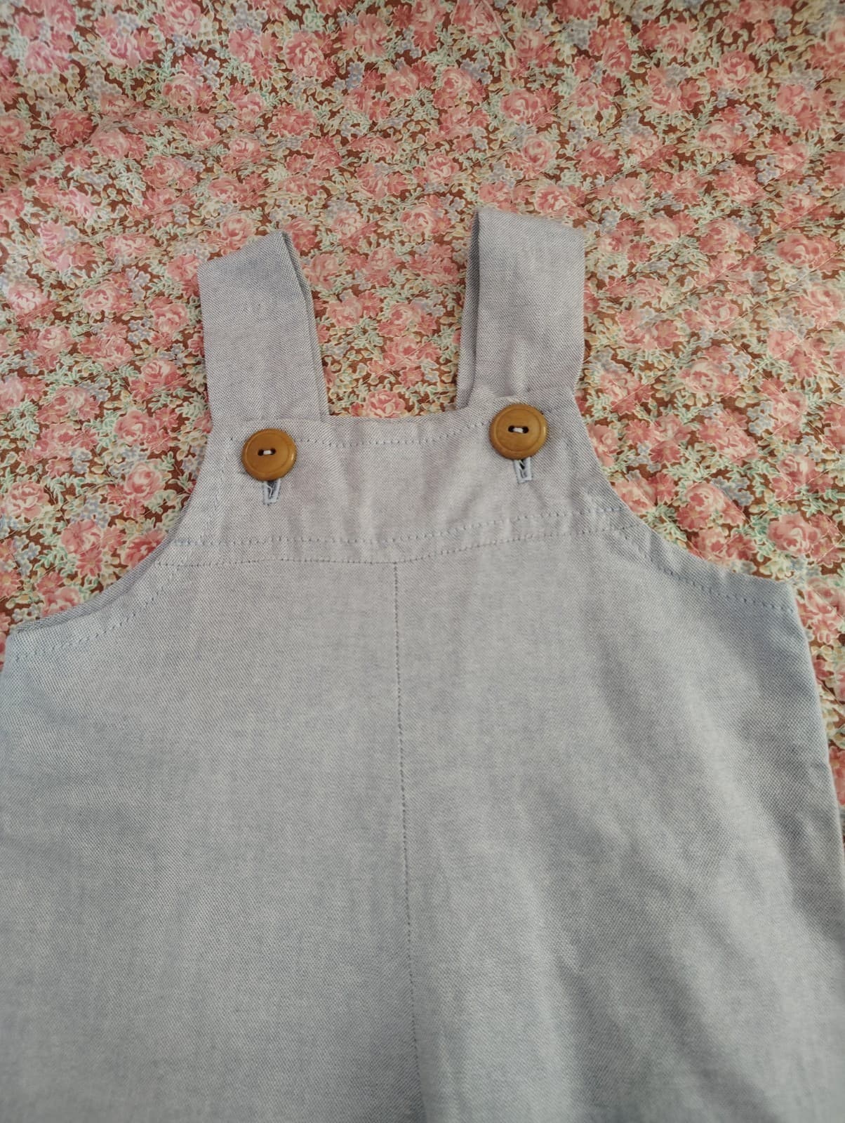 Amish Handmade Baby Toddler Sky Blue Linen Overalls - Thumbnail 5