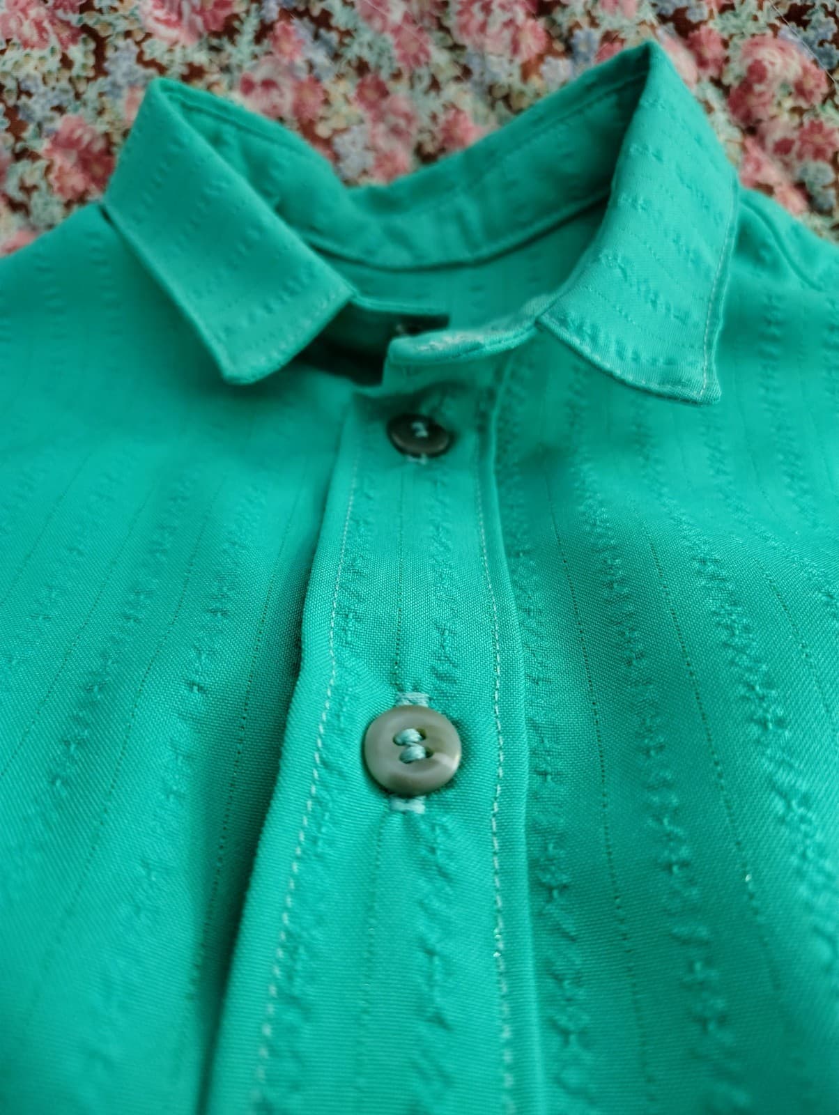 Amish Handmade Baby Boys Green Dress Shirt Diaper Cover - Thumbnail 3