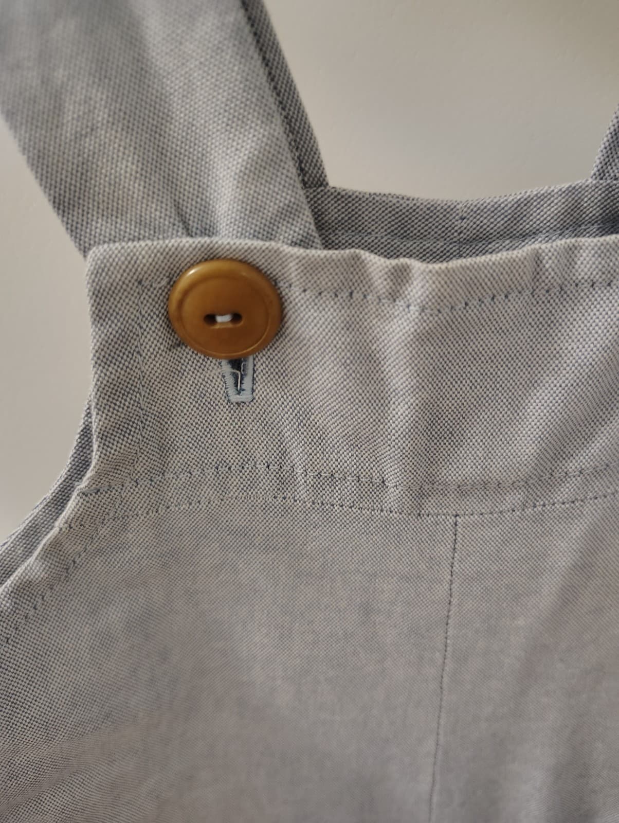 Amish Handmade Baby Toddler Sky Blue Linen Overalls - Thumbnail 2