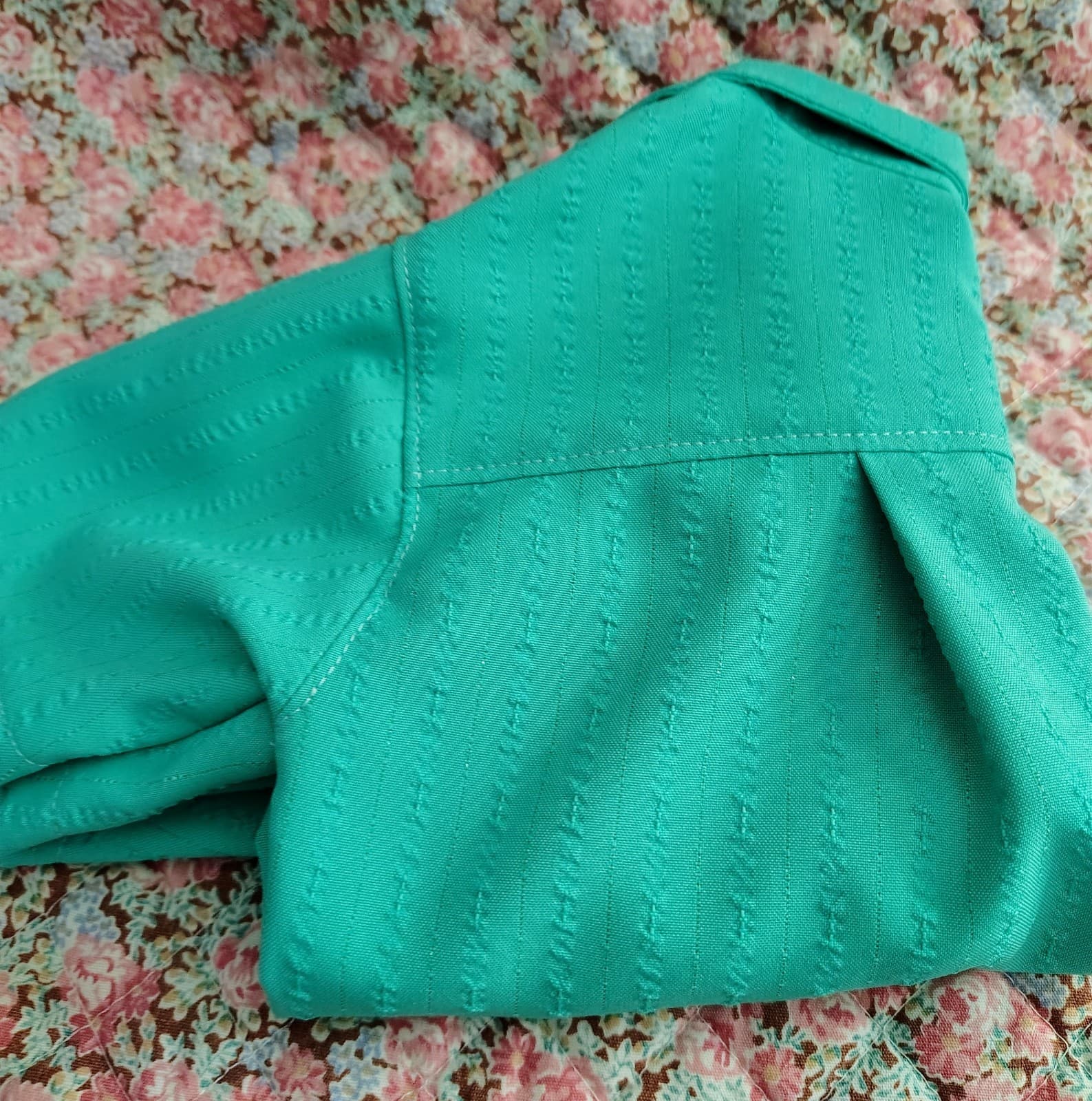 Amish Handmade Baby Boys Green Dress Shirt Diaper Cover - Thumbnail 2