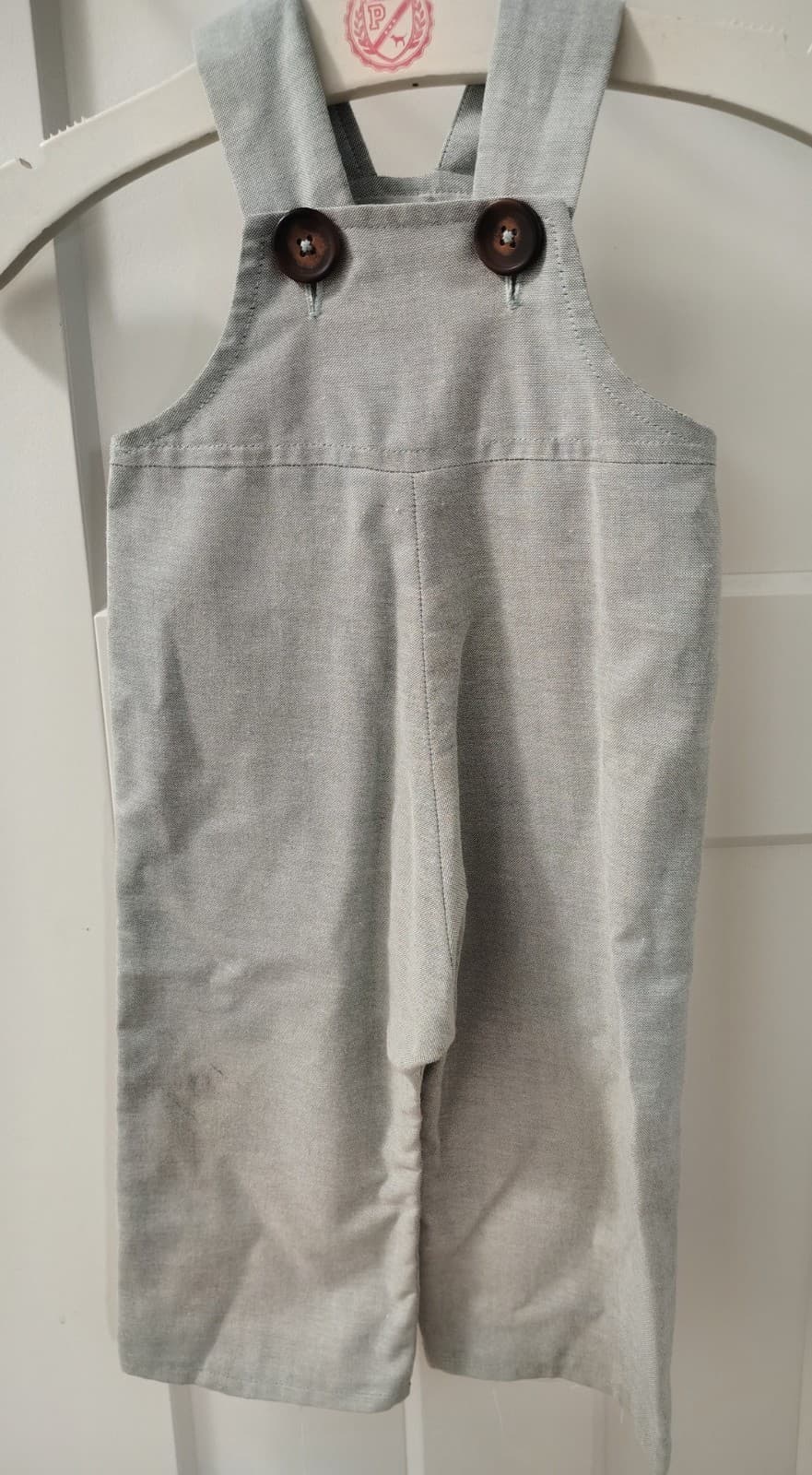 Amish Handmade Toddler Boys Tan Cotton Overalls - Thumbnail 4