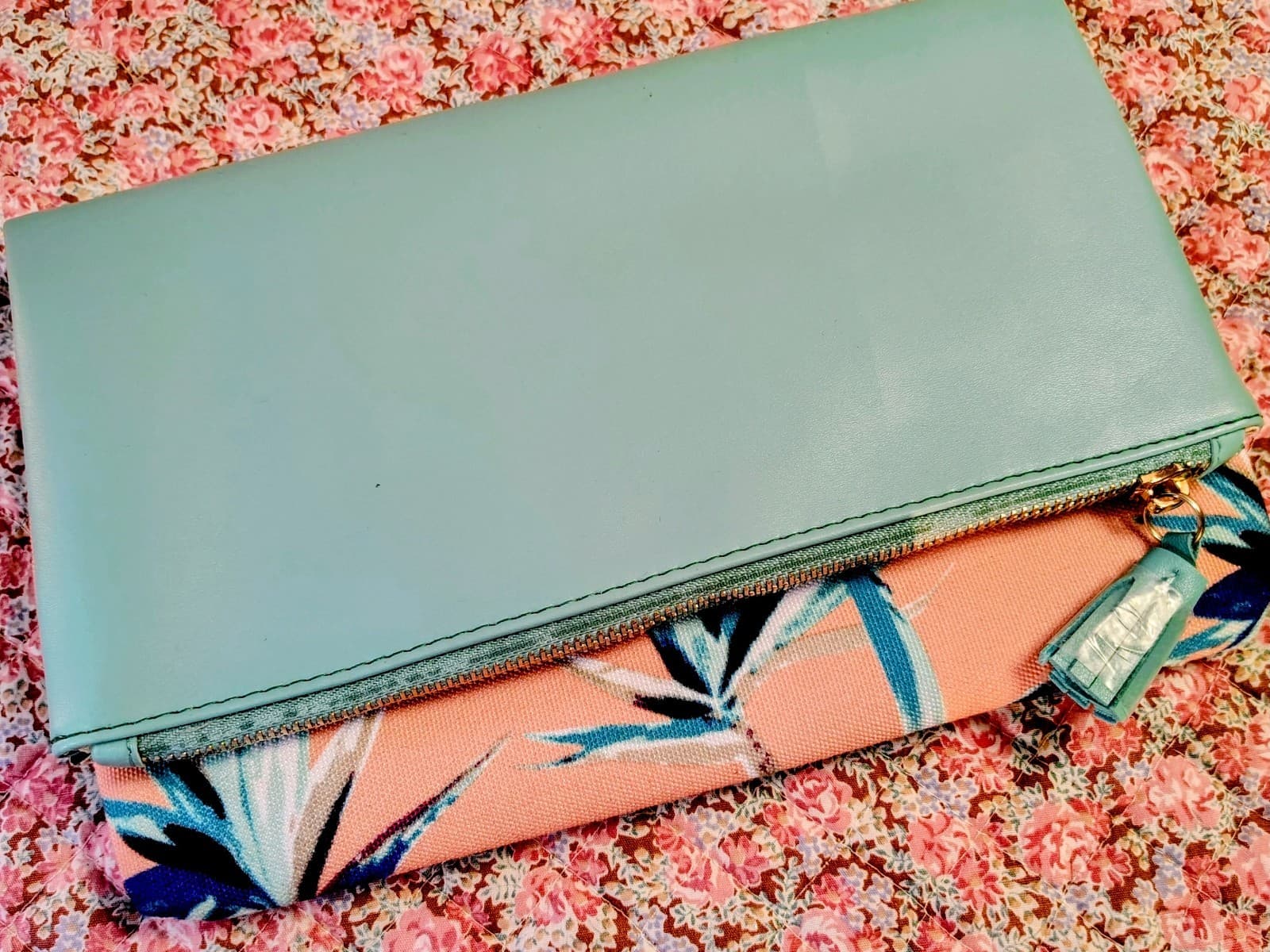 NWOT Rachel Pally Paradise In Blue Foldover Clutch Purse Floral Retro - Thumbnail 2