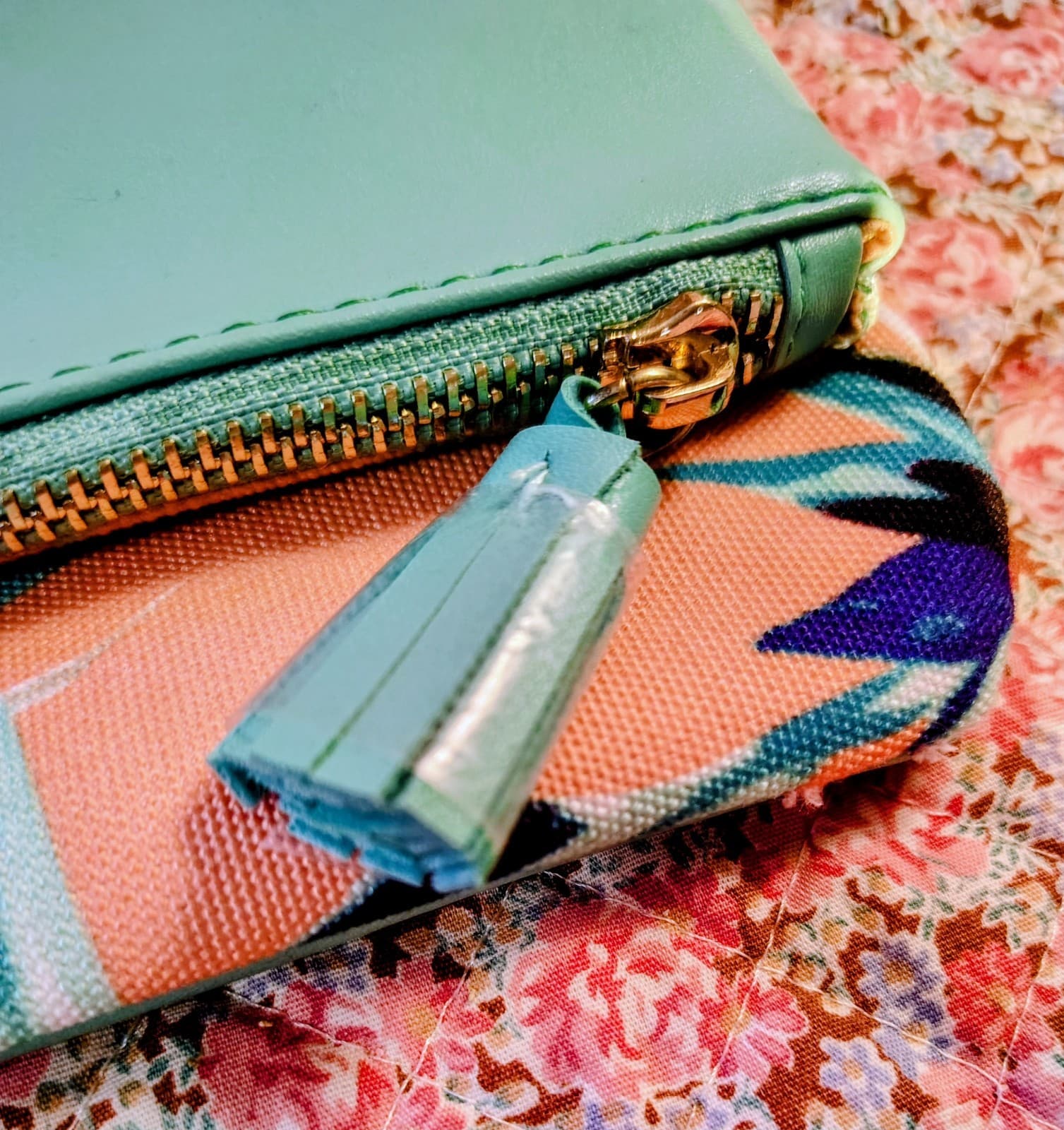 NWOT Rachel Pally Paradise In Blue Foldover Clutch Purse Floral Retro