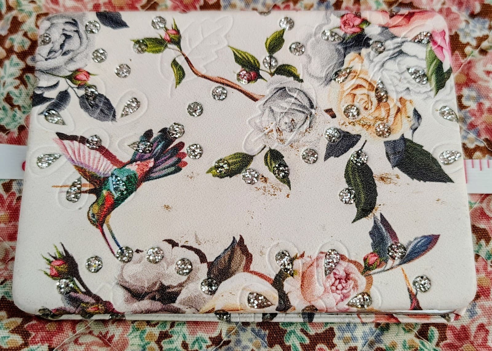 New Metal Case Hinged Pocket Mirror, Floral, Hummingbirds - Thumbnail 6