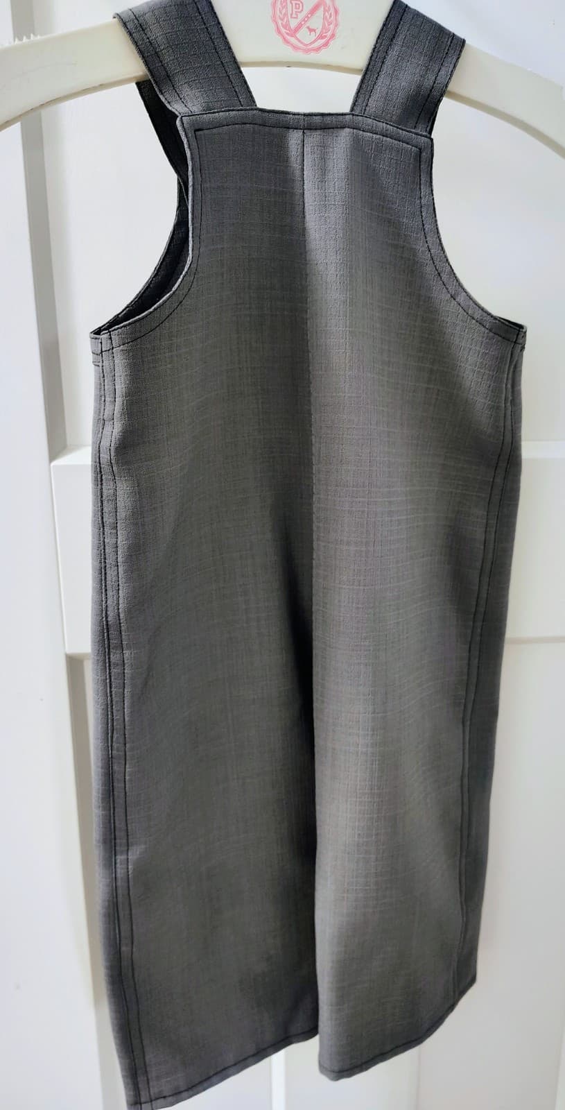 Amish Handmade Toddler Boys Gray Overalls - Thumbnail 2